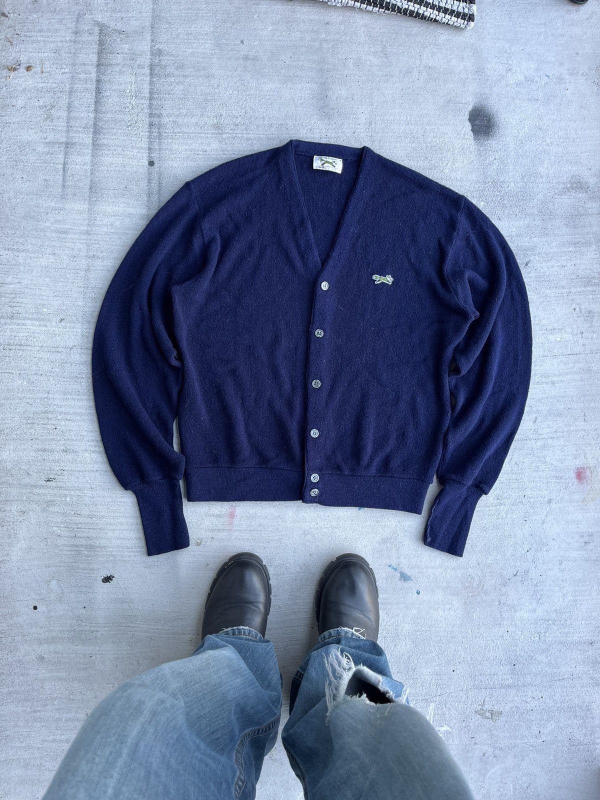 JCPenney × Vintage 1980s The Fox Sweater by Jofremy – Navy Wool Cardigan (L) Size US L / EU 52-54 / 3 - 7 Thumbnail