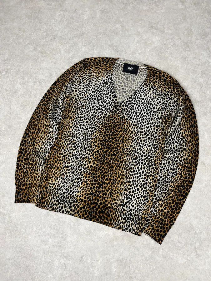 Dolce & Gabbana AW1996 Dolce & Gabbana V Neck Leopard Print Sweater Size US XS / EU 42 / 0 - 4 Thumbnail
