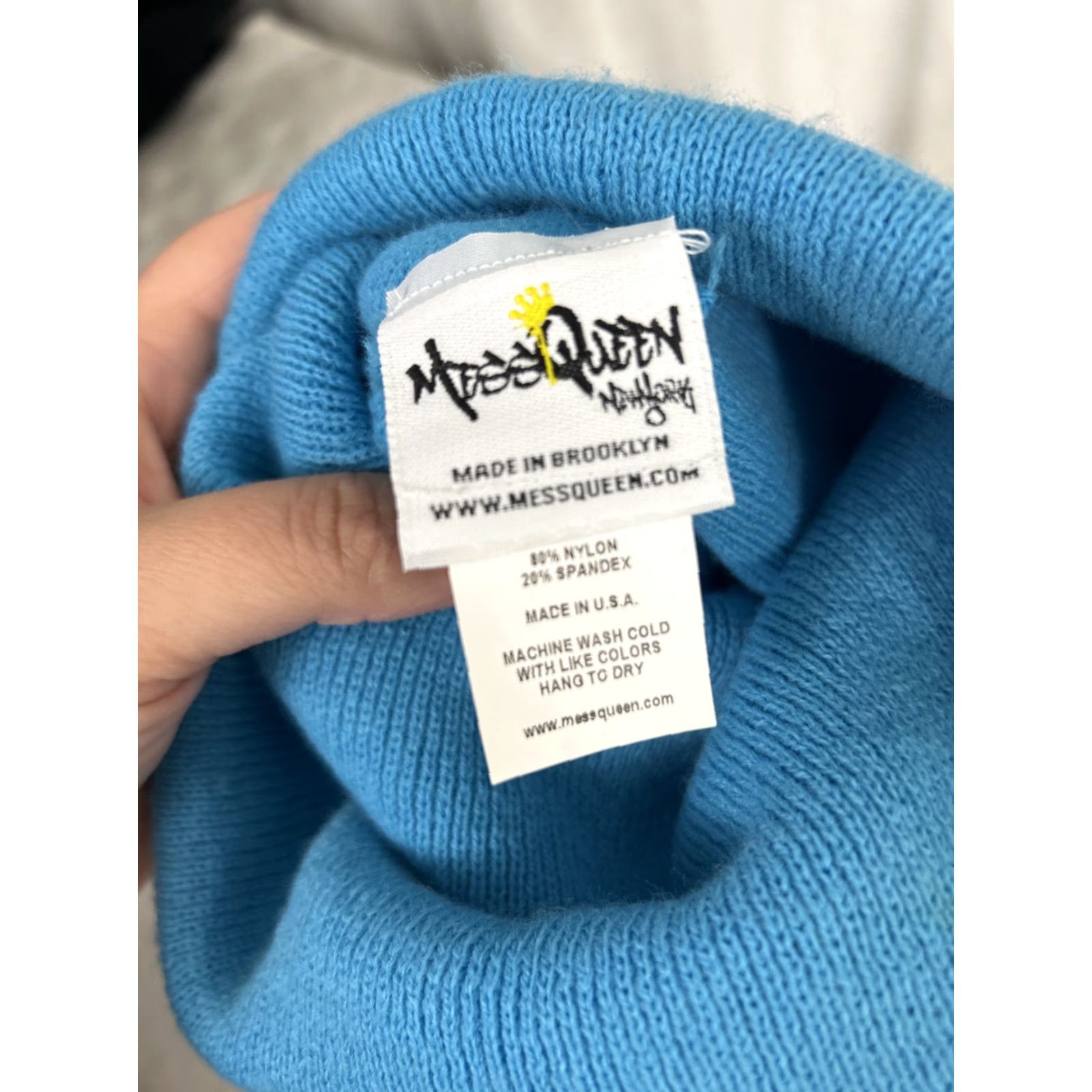 Vintage Messqueen Beanie Men One Size Blue Pink Skull Cap Polyester Street Wear Brooklyn Drip Mouth White? Size ONE SIZE - 6 Thumbnail