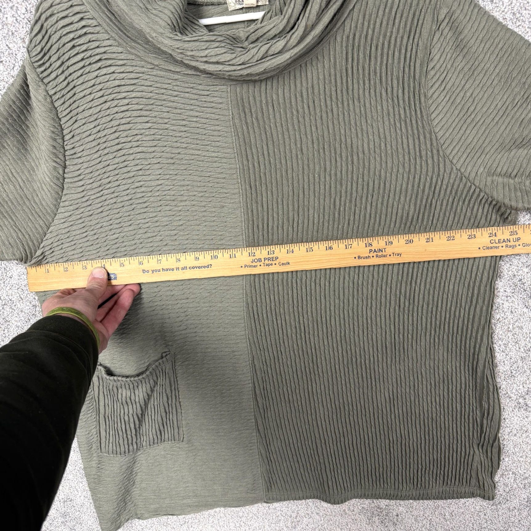 Vintage One World Womens XXL Tunic Sweater Green Cowl Neck Ribbed Knit Boho Fairygrunge Size XXL / US 16-18 / IT 52-54 - 4 Thumbnail