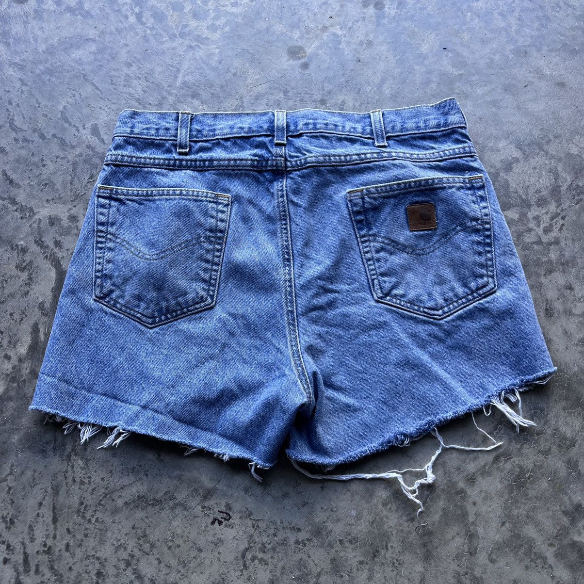 Vintage Crazy Vintage Carhartt Thrashed Jean Shorts Jorts 36" Blue Size US 36 / EU 52 - 1 Thumbnail