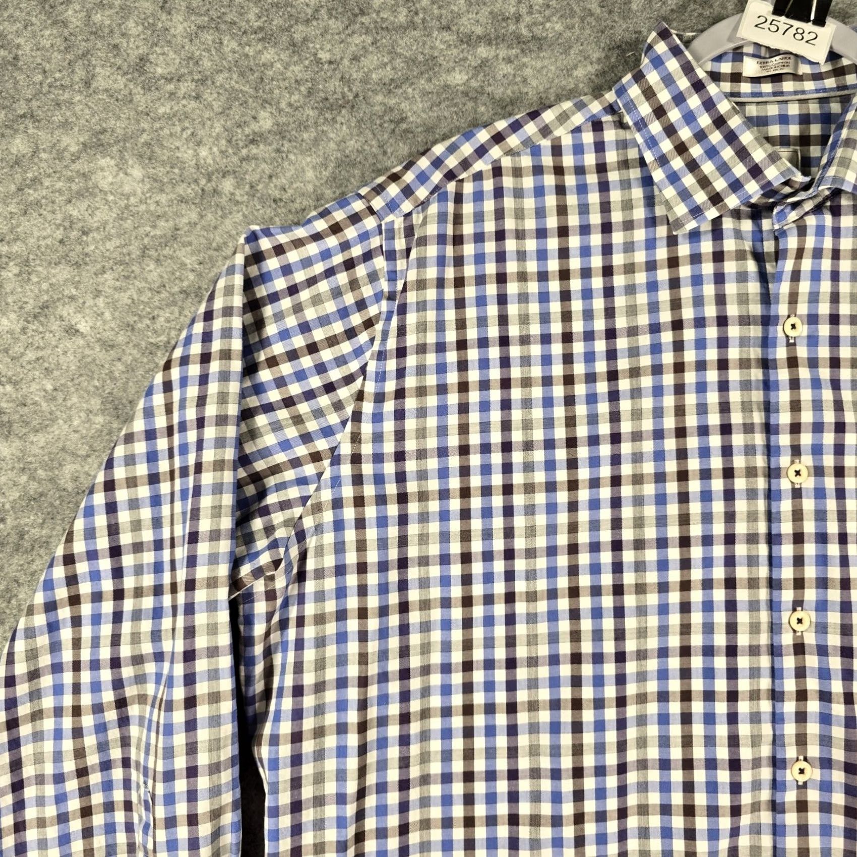 Peter Millar Peter Millar Shirt Mens XL Button-Up Blue Purple Gray Check Gingham Plaid Size US XL / EU 56 / 4 - 3 Thumbnail