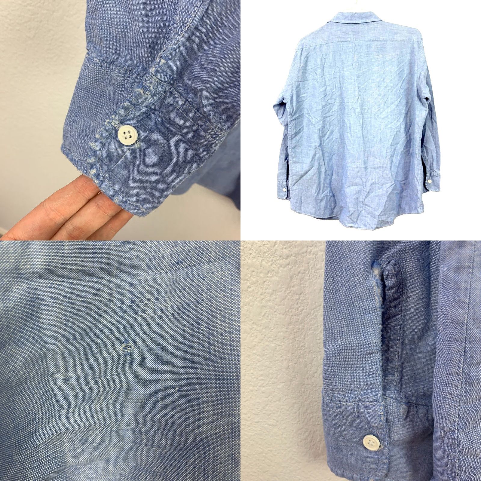 Denime VINTAGE 1950s Dunmar Chambray Denim Blue Button Up Shirt XL Well Worn Size US XL / EU 56 / 4 - 8 Thumbnail