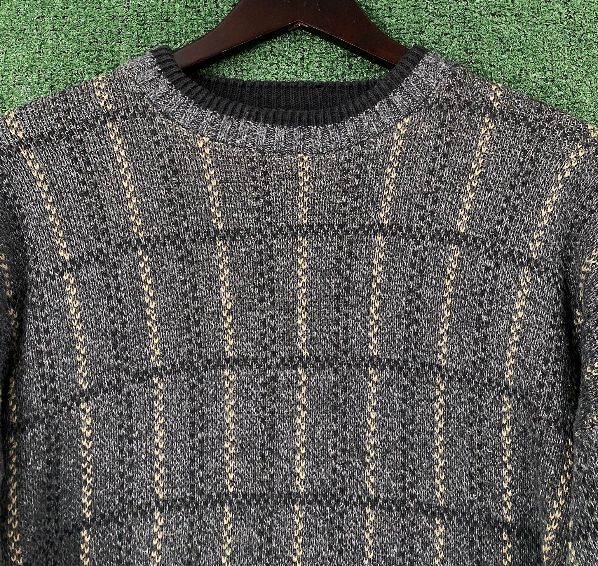 Bill Blass 90’s Bill Blass Grey Patterned Cotton Knit Sweater Large Size US L / EU 52-54 / 3 - 5 Thumbnail
