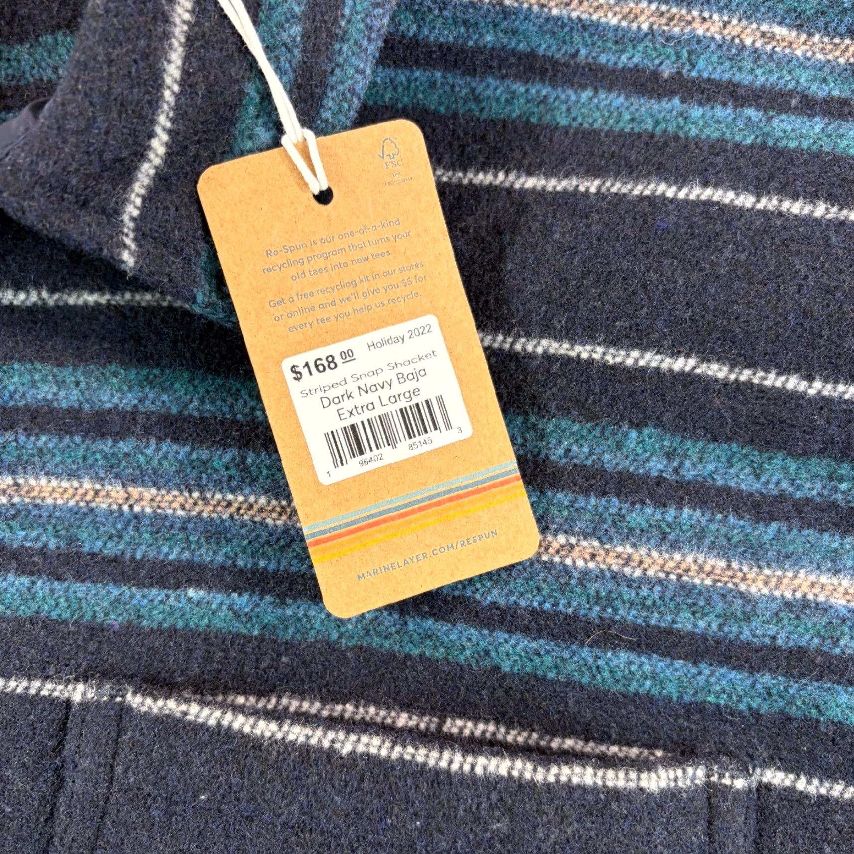 Marine Layer Marine Layer Striped Snap Shacket in Dark Navy Baja Men XL GorpCore NWT Size US XL / EU 56 / 4 - 3 Thumbnail