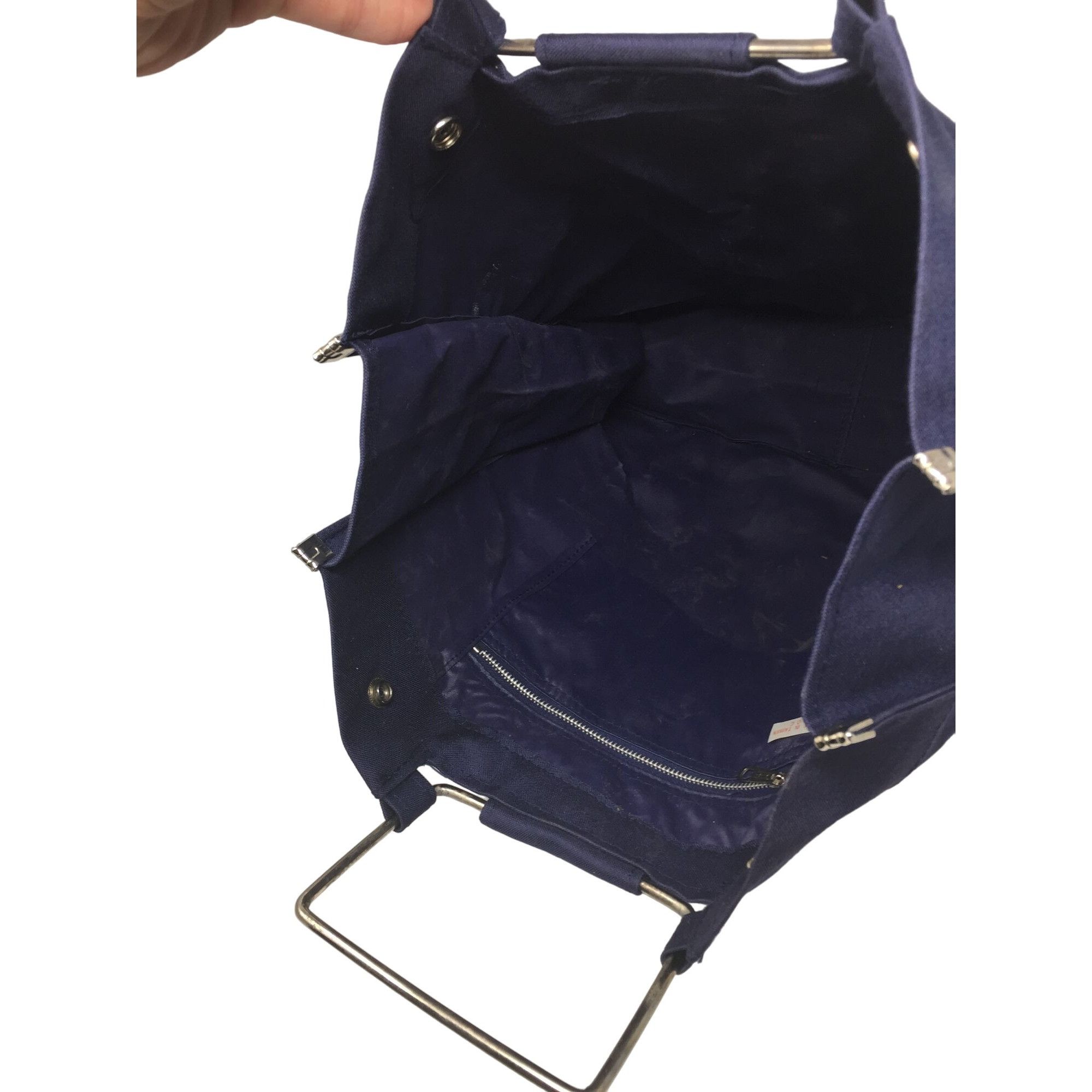 Other Navy Blue and White Junque Bag with Silver Metal Handles (ab Size ONE SIZE - 8 Thumbnail