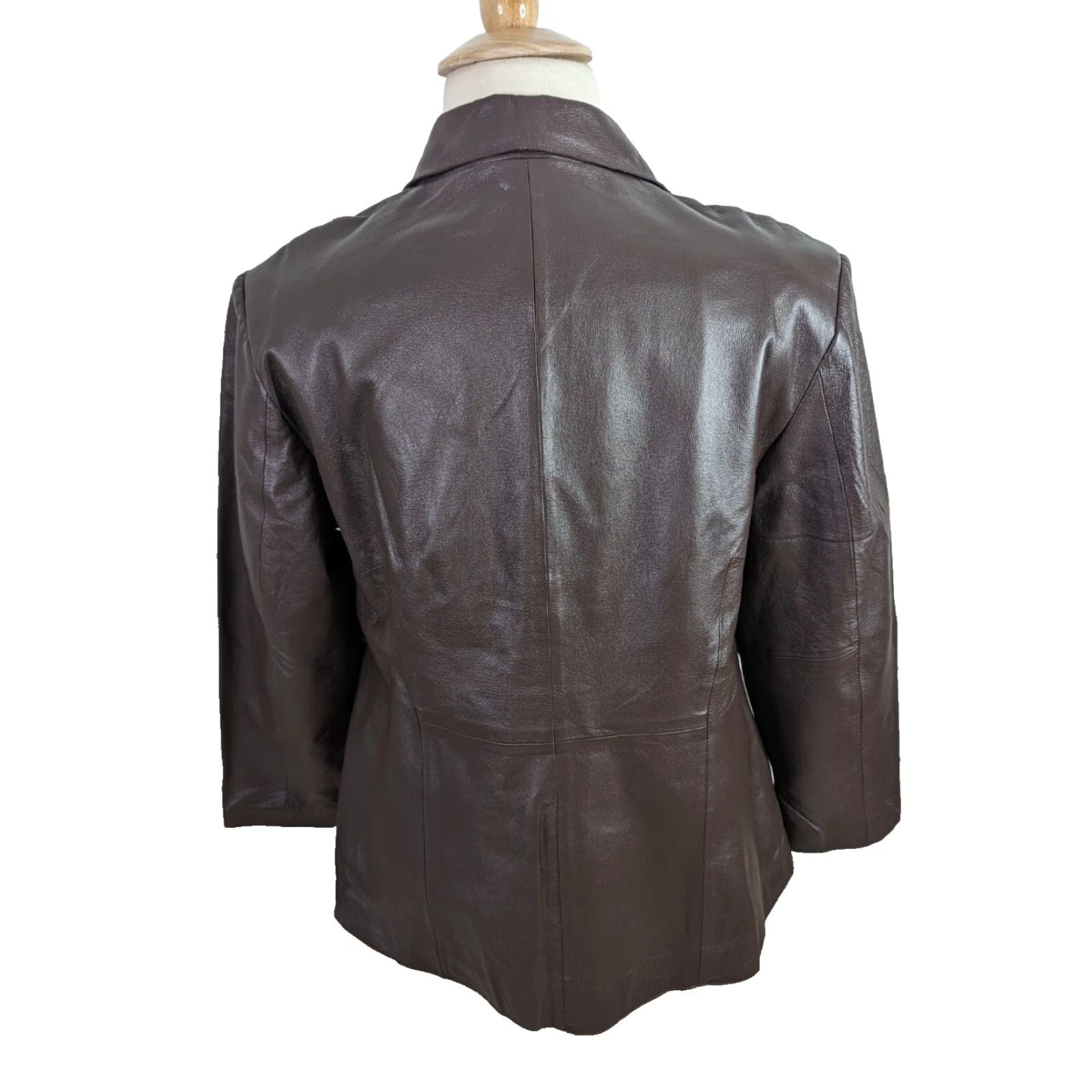 Vintage VINTAGE Brown Leather Blazer Moto Bomber Coat Jacket Women 18W XL 1X Leather Jacket Womens Plus Size 00s Y2K Brown Leather Blazer Size XXL / US 16-18 / IT 52-54 - 3 Thumbnail
