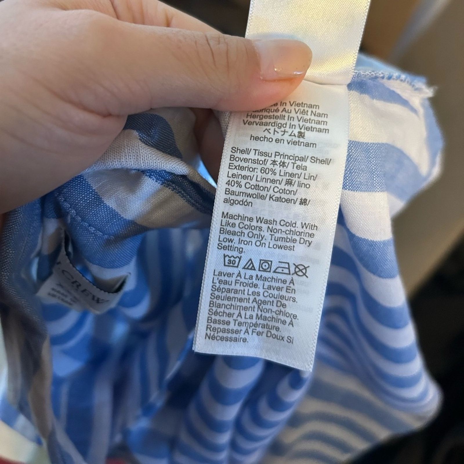 J.Crew J.Crew Baby Blue Striped Linen Popover Tunic Top Size XXS / US 00 / IT 34 - 4 Thumbnail