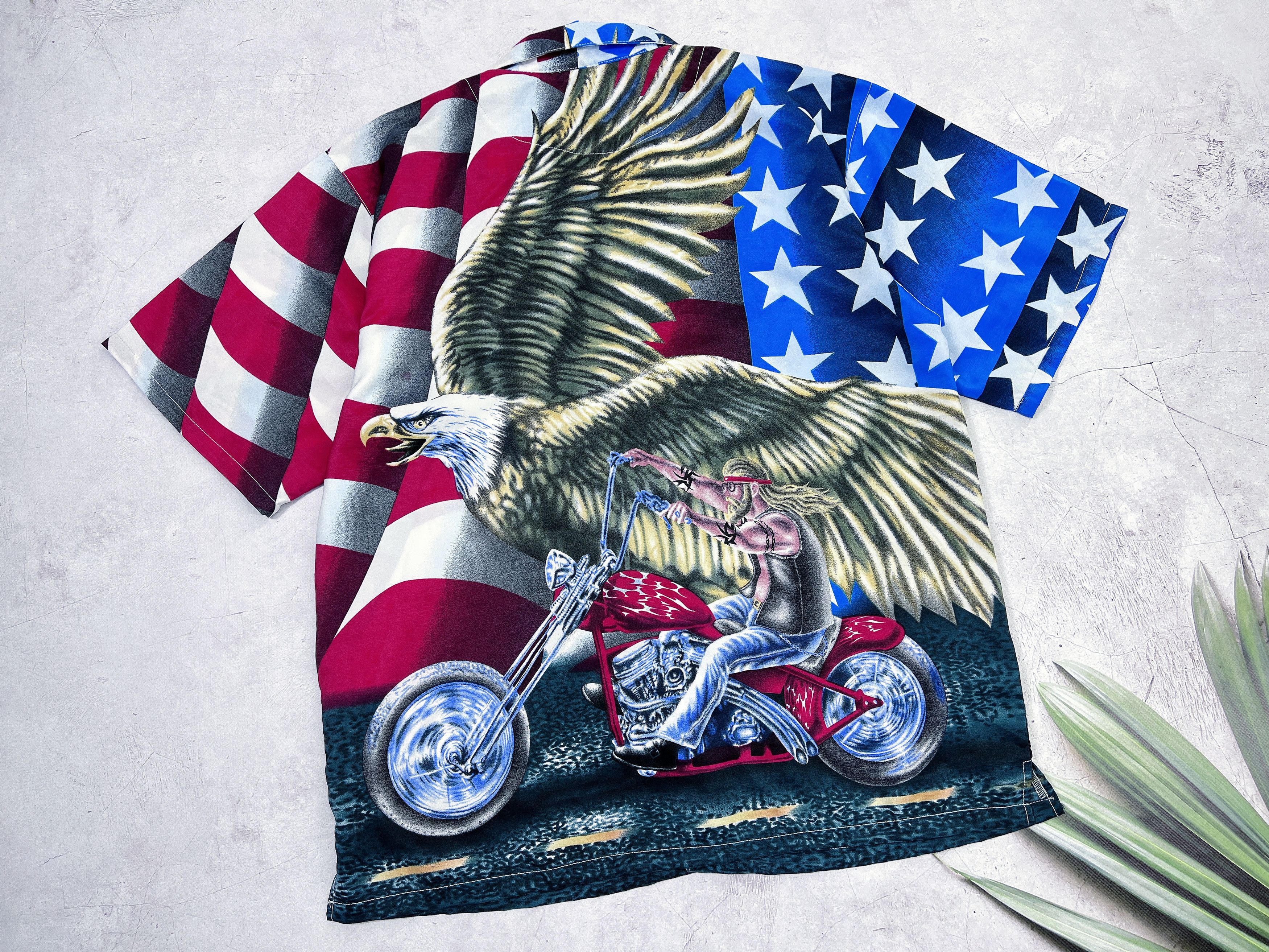Steve And Barrys Steve and Barry's Club Shirt USA Flag & Motorcycle & Eagle Size US L / EU 52-54 / 3 - 11 Thumbnail