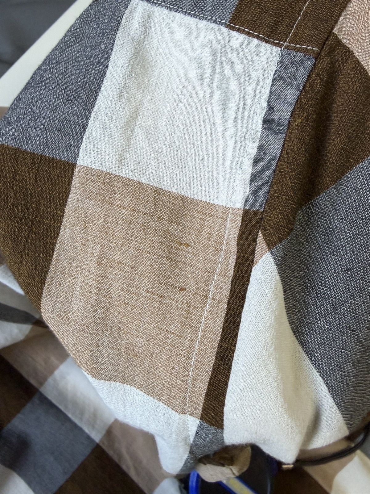 Burberry Burberry London England Large Check Cotton Linen Shirt XL Size US XL / EU 56 / 4 - 14 Thumbnail