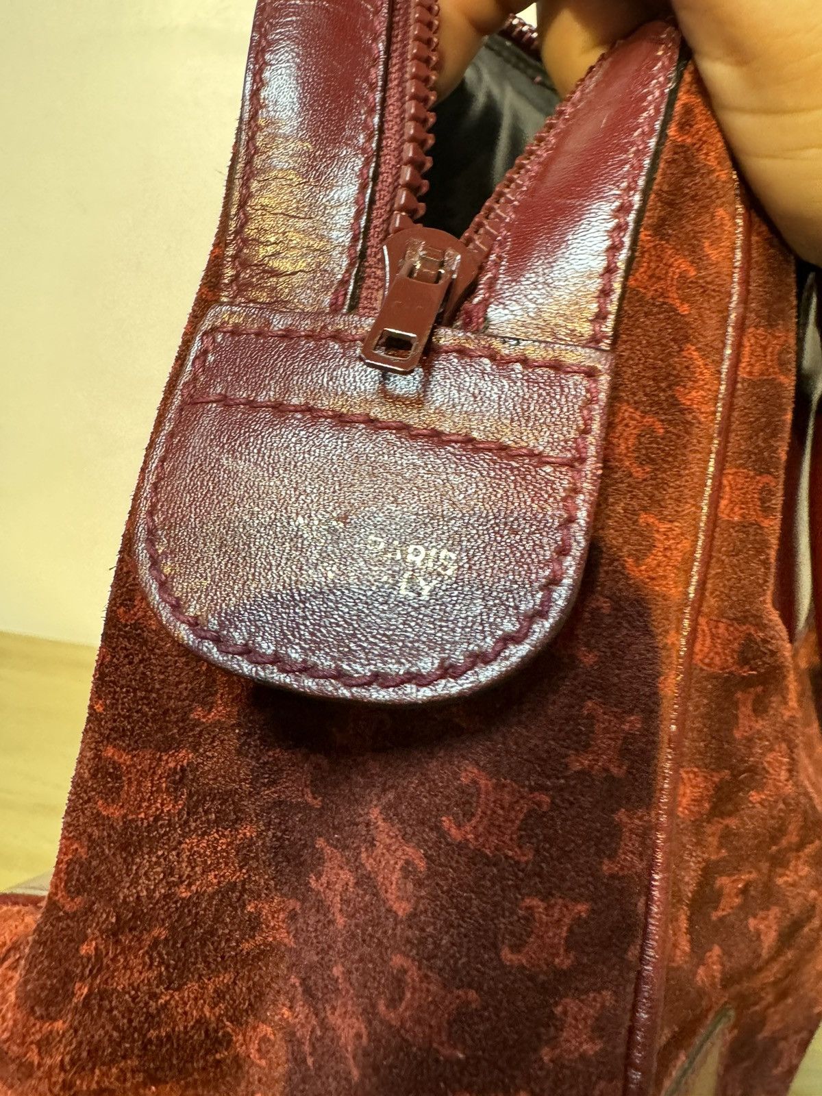 Celine Celine Macadam Handbag Red Suede Size ONE SIZE - 12 Thumbnail