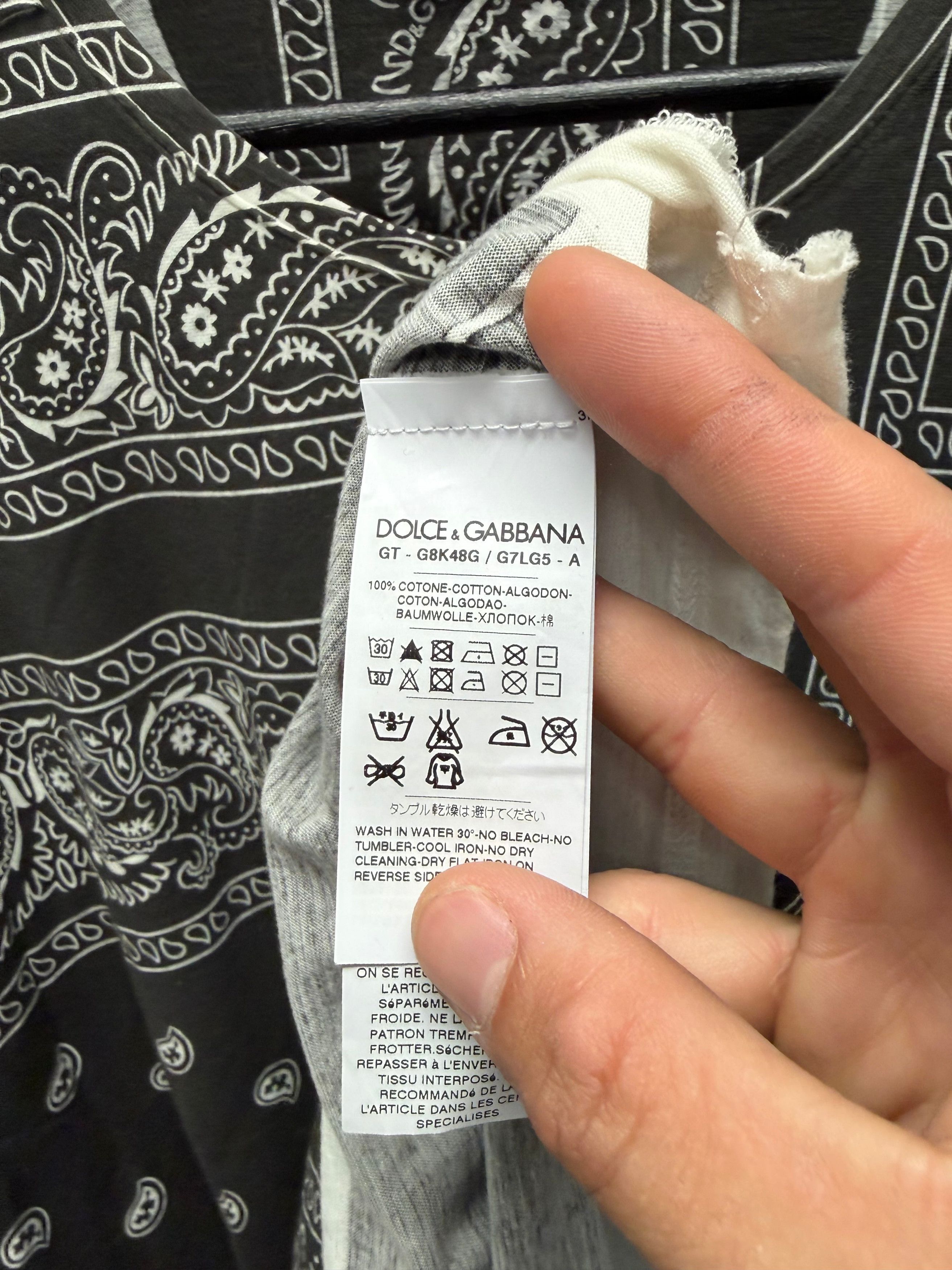 Dolce & Gabbana Dolce & Gabanna Mainline Paisley Bandanna Black/White Cotton T-Shirt Size US M / EU 48-50 / 2 - 5 Thumbnail