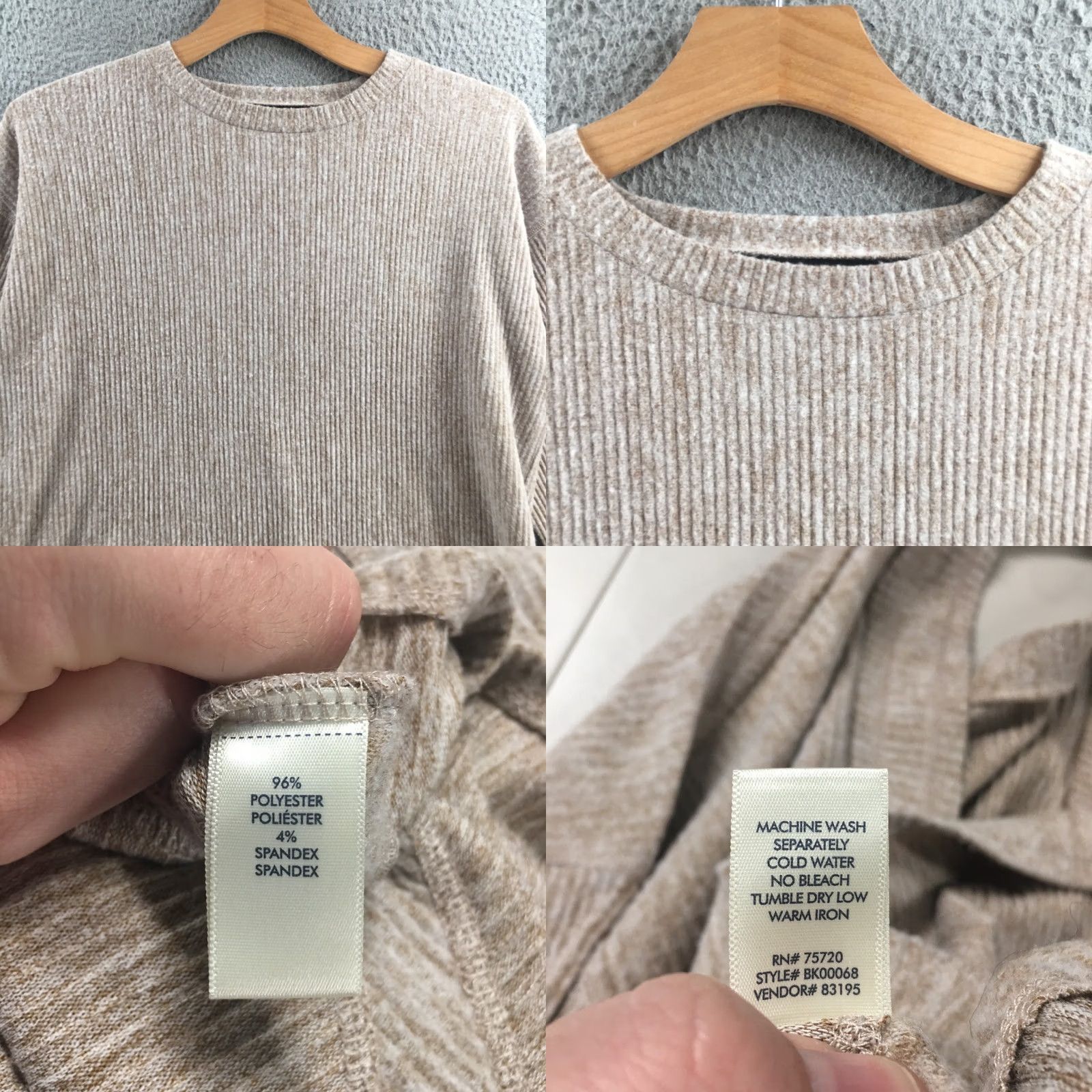 Vintage BKE Sweater Womens L Beige Pullover Long Sleeve Knit Crisscross Cotton Polyester Crew Neck Pullover Casual Seasonal Womens Size L / US 10 / IT 46 - 8 Thumbnail