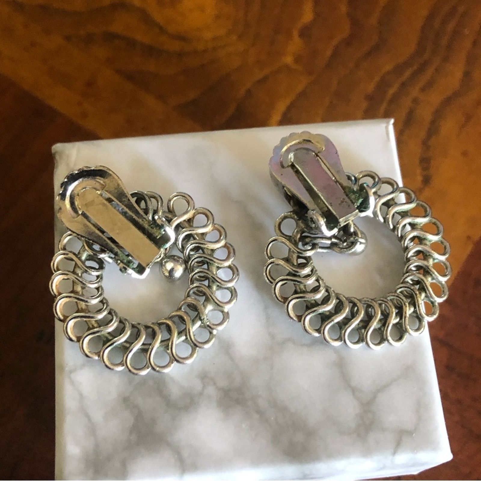 Vintage Vintage 70s silver plated dangle center clip on earrings Size ONE SIZE - 2 Thumbnail