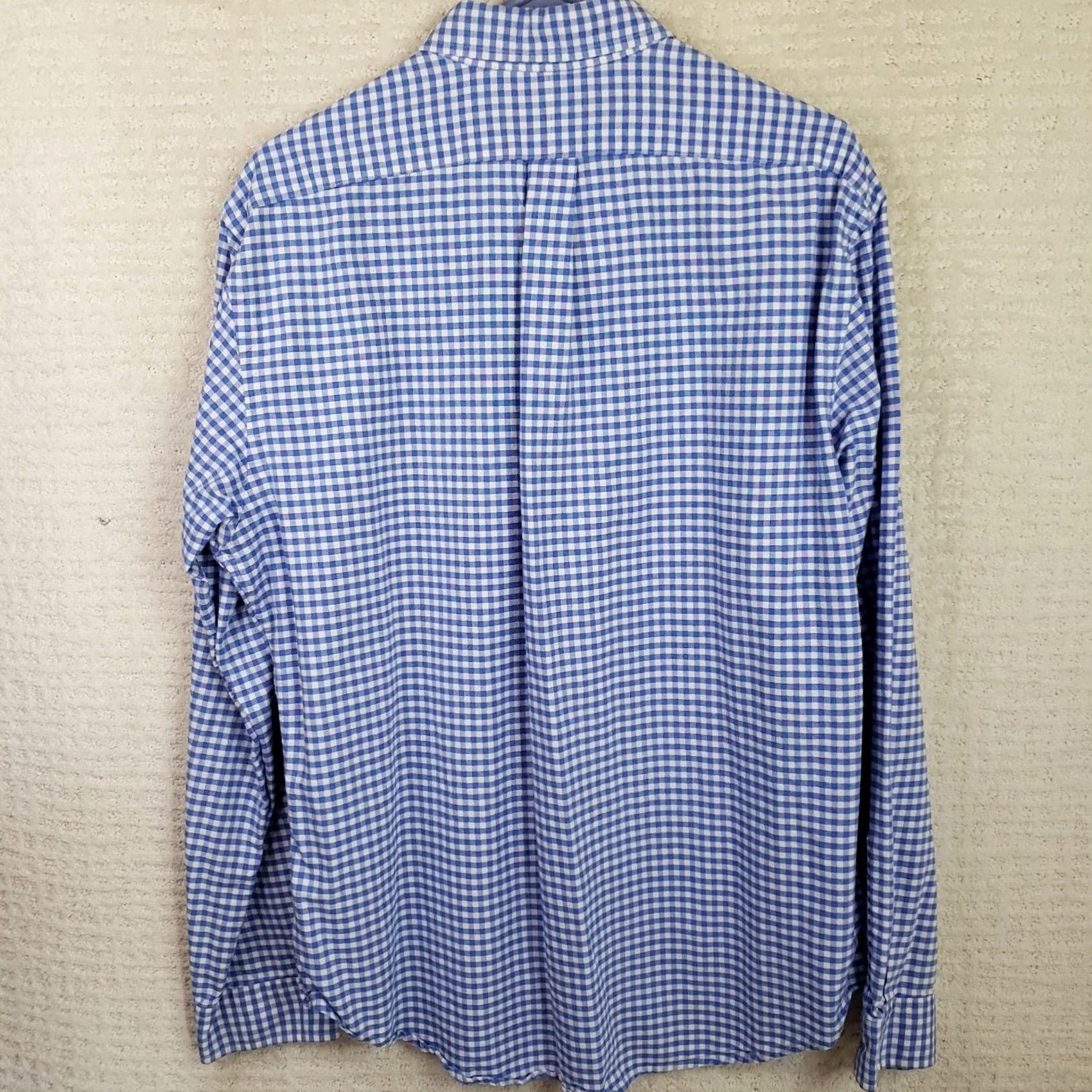 Ralph Lauren Ralph Lauren Mens XL Blue White Check Long Sleeve Slim Stretch Oxford Shirt Size US XL / EU 56 / 4 - 7 Thumbnail
