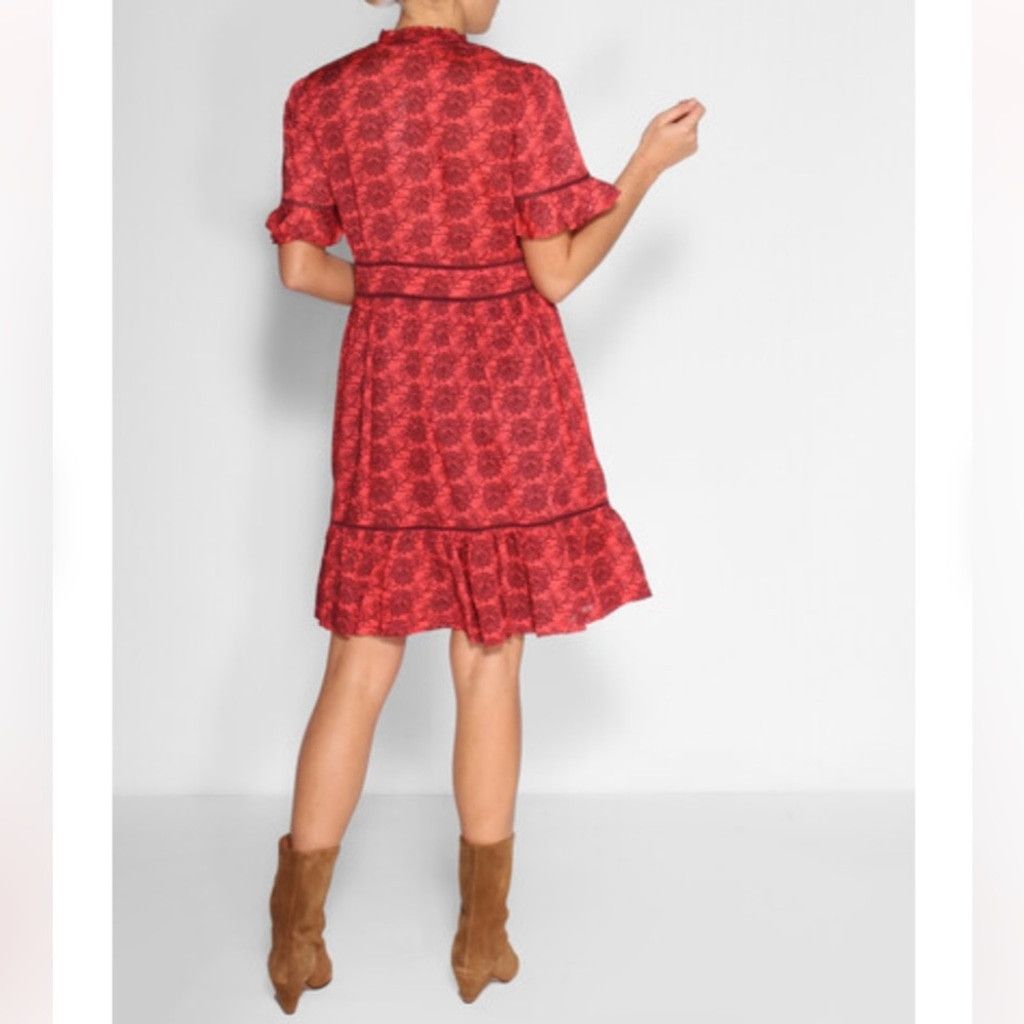 Scotch & Soda SCOTCH & SODA Bold Red Cinched Waist Ruffled Lace Ribbing S Size XS / US 0-2 / IT 36-38 - 2 Thumbnail