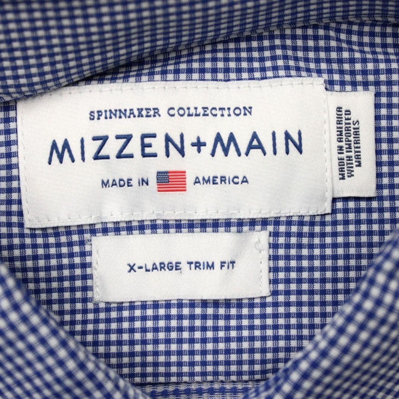 Mizzen+Main Mizzen+Main Shirt Mens XL Blue Check Spinnaker Trim Fit Stretch Long Sleeve Size US XL / EU 56 / 4 - 6 Thumbnail