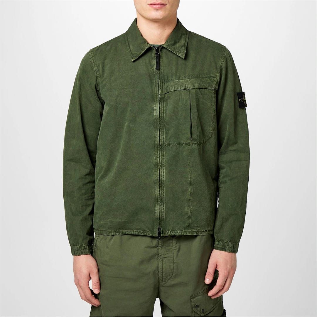 Stone Island o1g2r1mq0526 Washed Cotton Long Sleeve Overshirt in Green Size US XL / EU 56 / 4 - 3 Thumbnail