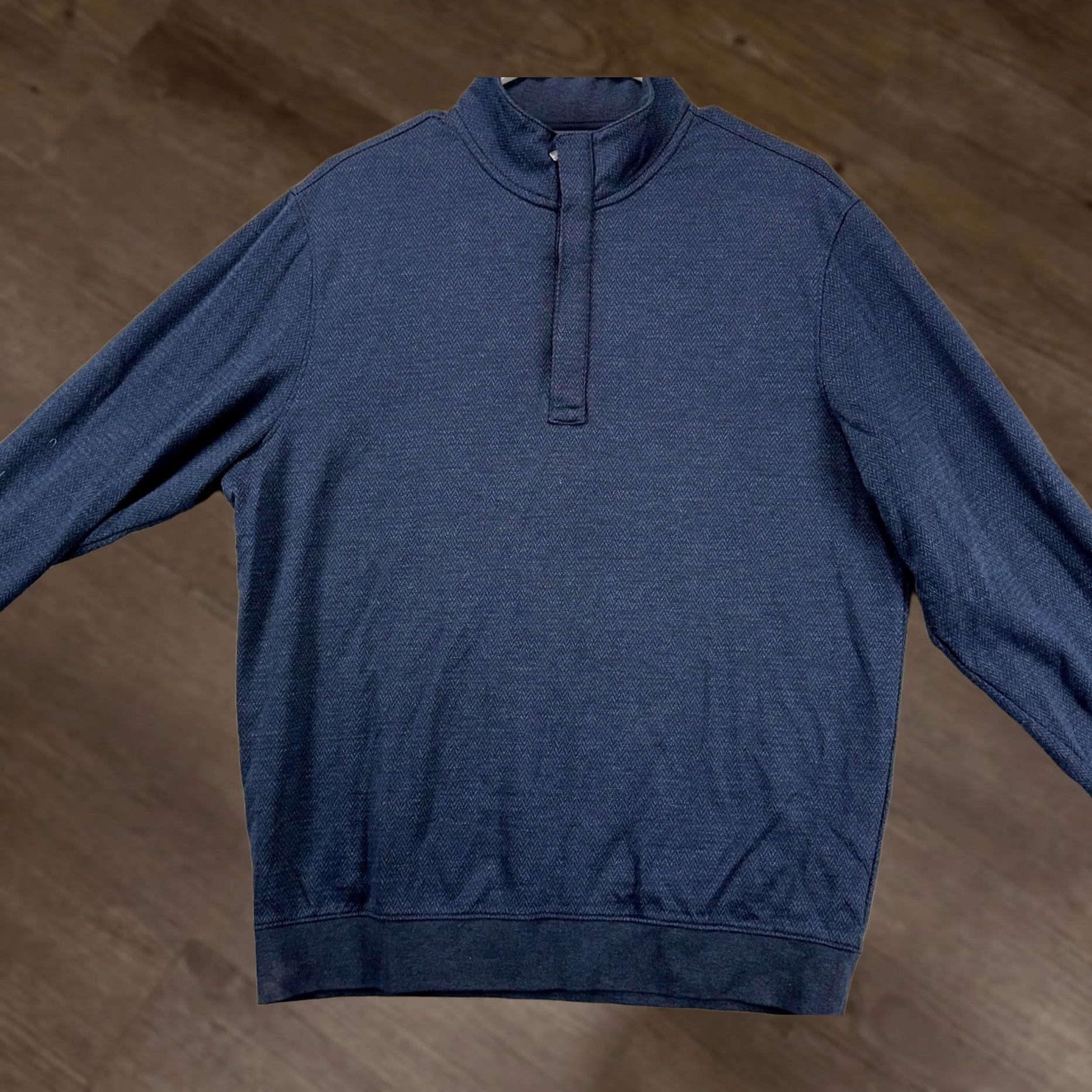 Hart Schaffner Marx Hart Schaffner Marx Sweater Mens Medium Blue Herringbone Quarter Zip Pullover Size US M / EU 48-50 / 2 - 1 Thumbnail