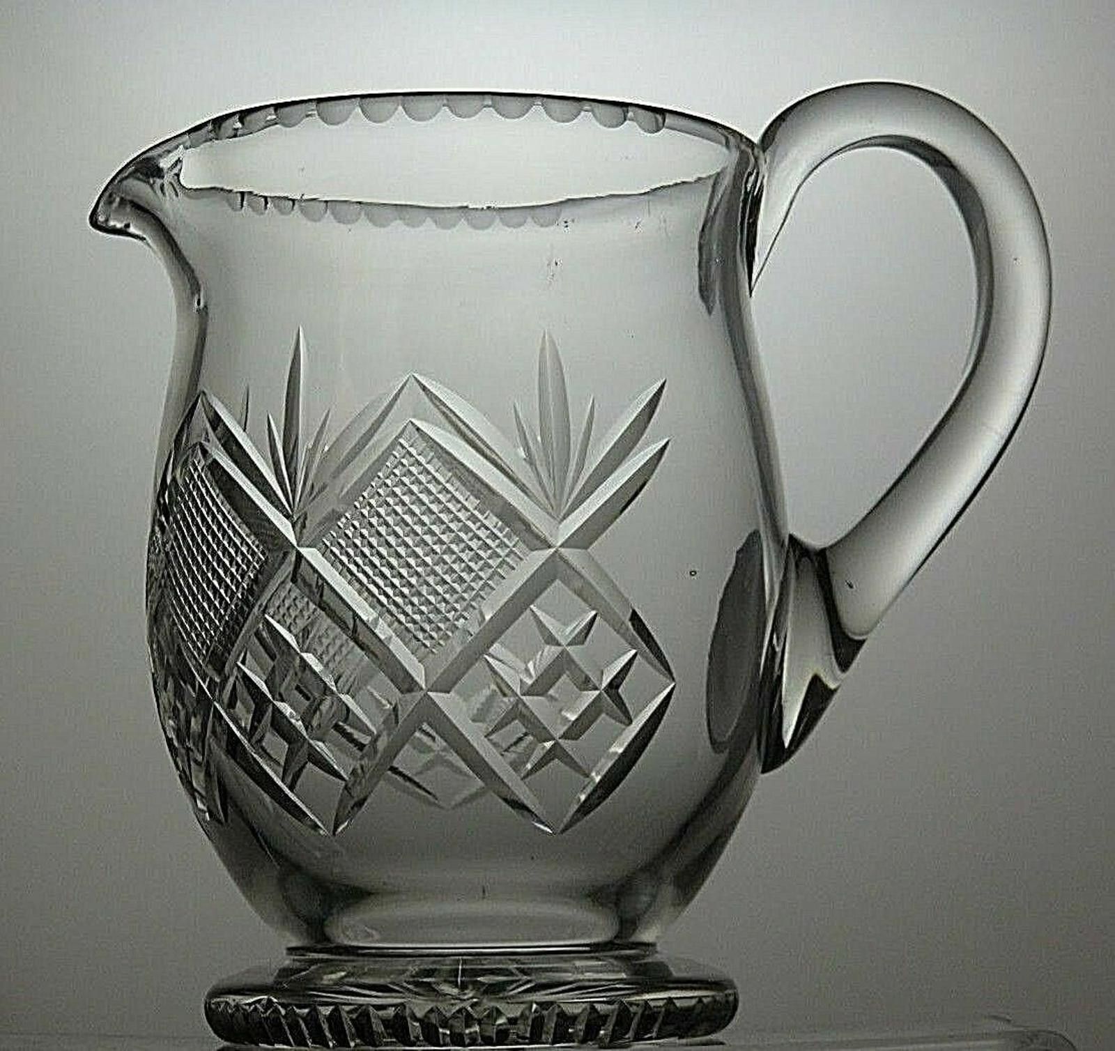 The Unbranded Brand Vintage Lead Crystal Cut Glass Water Jug 6 1/2" Size ONE SIZE - 2 Thumbnail