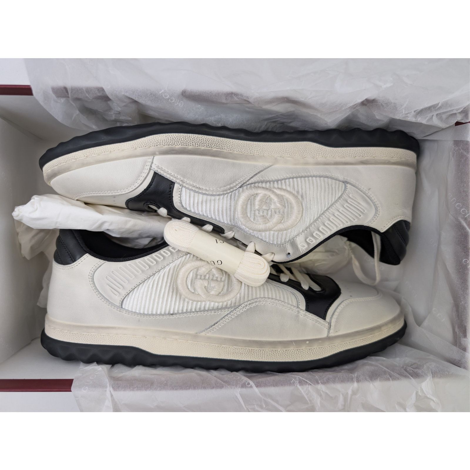 Gucci o1rshd1 Men's Mac80 GG Low Top Sneakers in Off-White Size US 12.5 / EU 45-46 - 17 Thumbnail