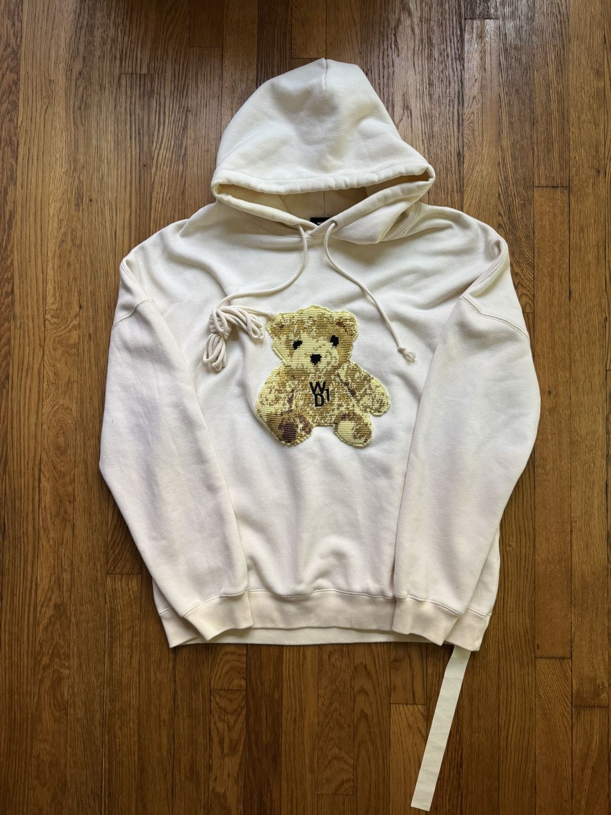WE11DONE WE11 DONE Ivory Embroidered Teddy Bear Hoodie Size US M / EU 48-50 / 2 - 1 Thumbnail