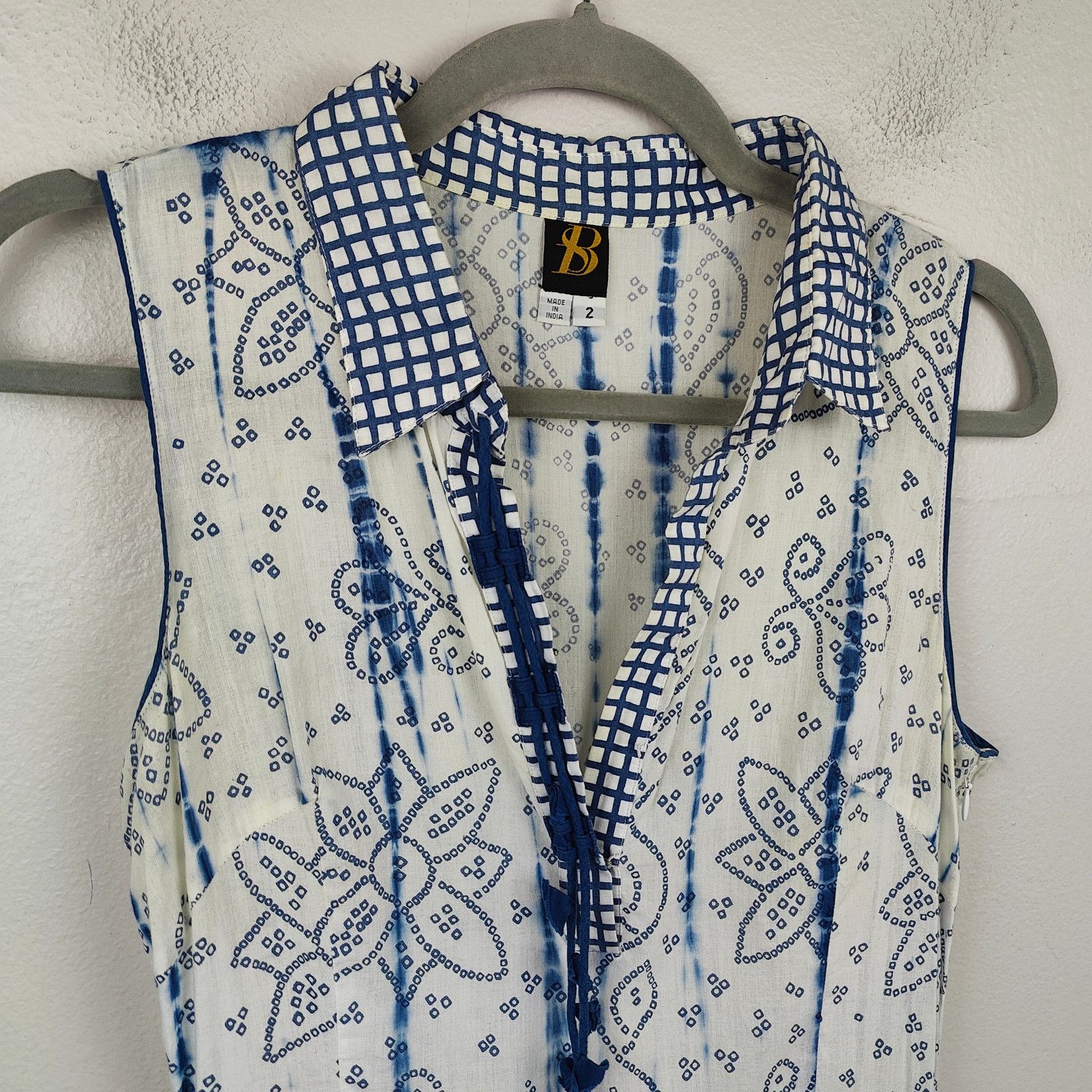 Sachin & Babi Sachin + Babi Dress Womens 2 White Blue Floral Bohemian Size XS / US 0-2 / IT 36-38 - 2 Thumbnail