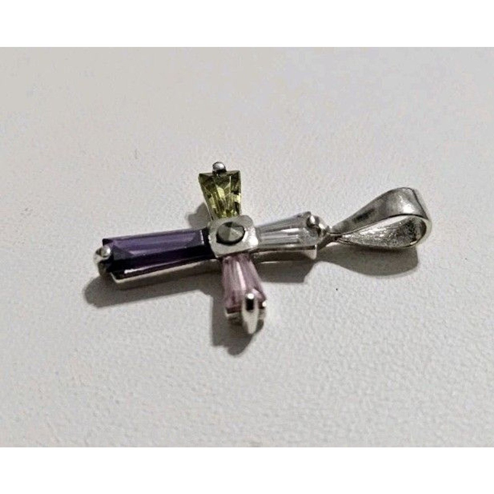 Other Multicolor Cross Pendant, Silver 925 Crystal Cross Pendant Size ONE SIZE - 7 Thumbnail