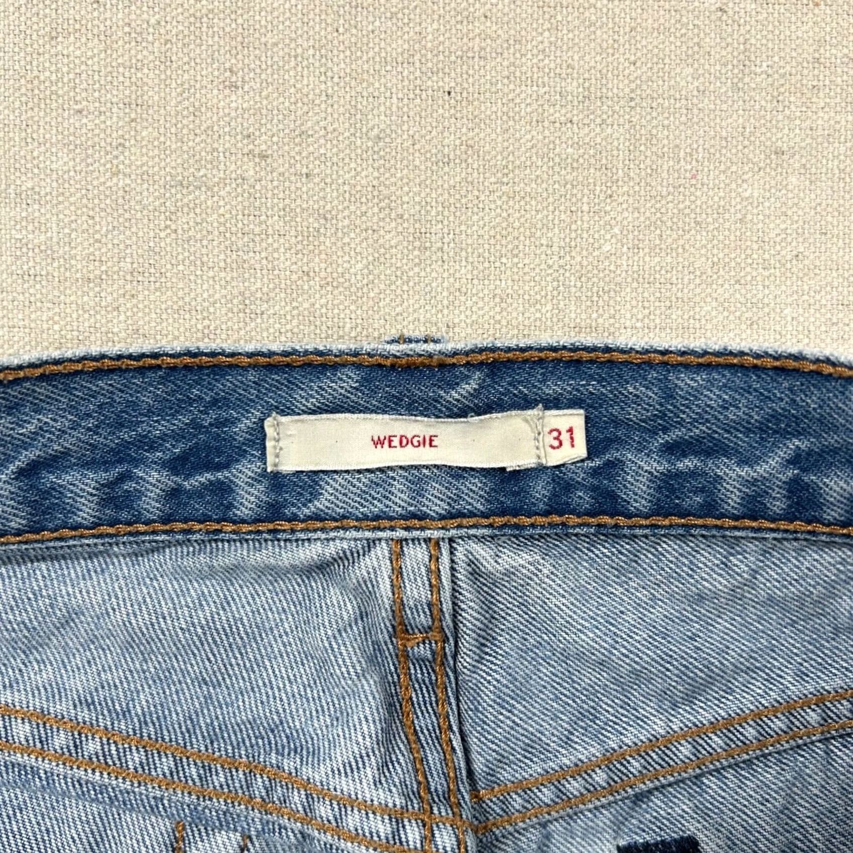 Levi's VINTAGE Levi's Premium Jeans Womens 31 Wedgie Raw Hem Taper Skater Grunge 33x27 Blue 100% Cotton Denim Jeans WomensGirls MensNotApplicable Size 24" / US 00 / IT 34 - 7 Thumbnail