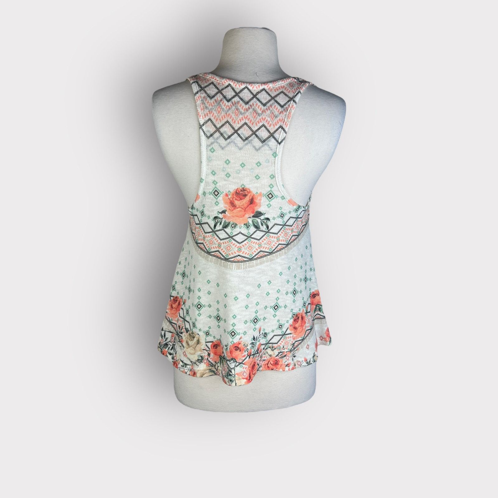 Vintage Gaze | Rose Print Knit Tank Top | Small Size S / US 4 / IT 40 - 3 Thumbnail
