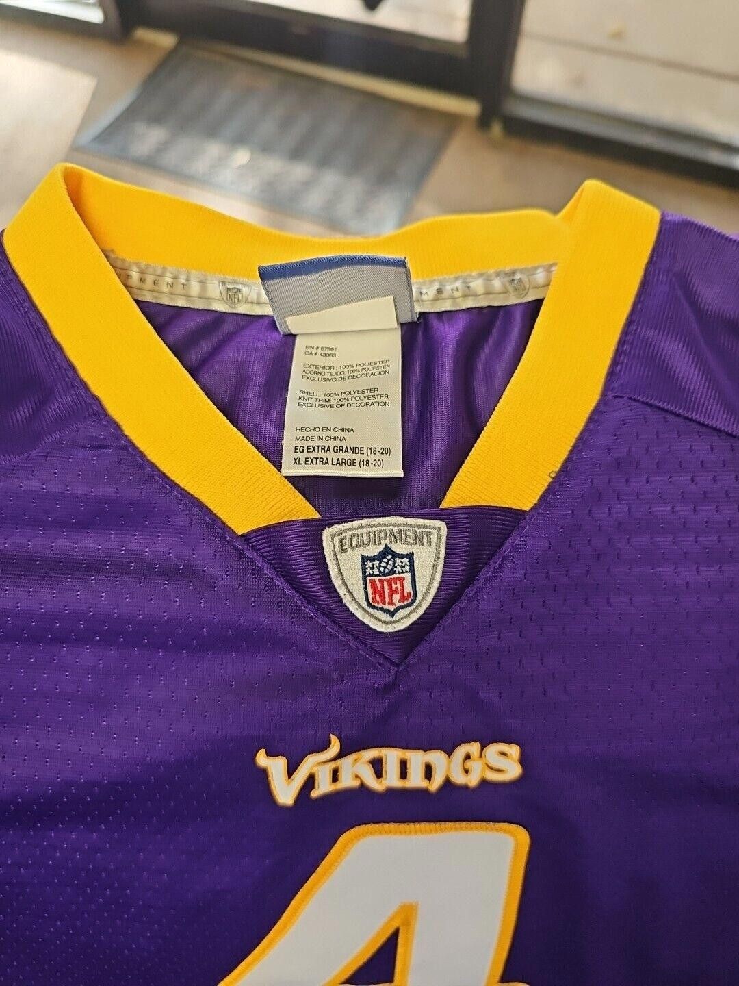 Reebok Reebok Brett Favre Onfield Stitched #4 Vikings NFL Youth XL Size ONE SIZE - 4 Thumbnail