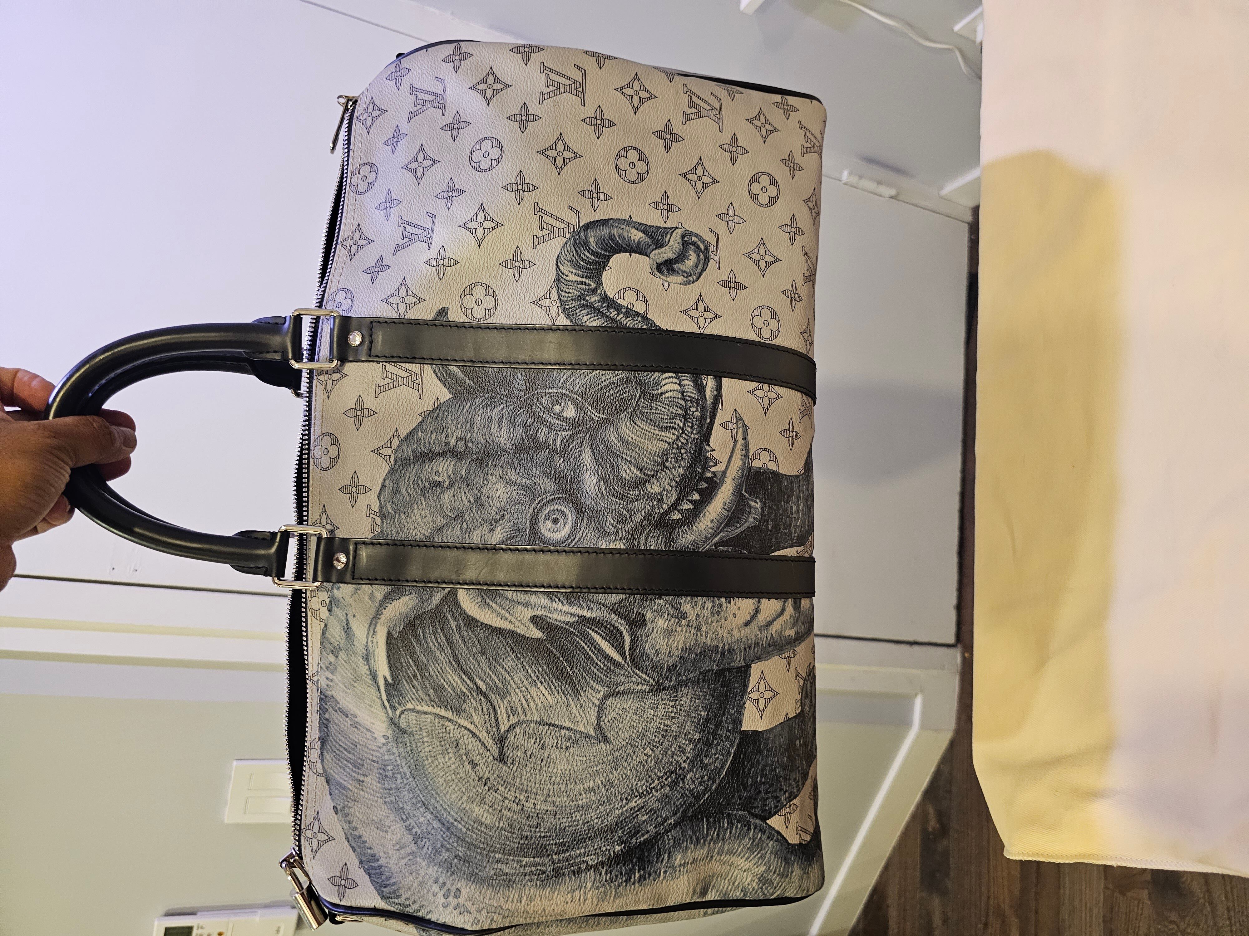 Auth Louis Vuitton Keepall Bandouliere Bag Ltd M54130 Chapman Savane 45  Elephant