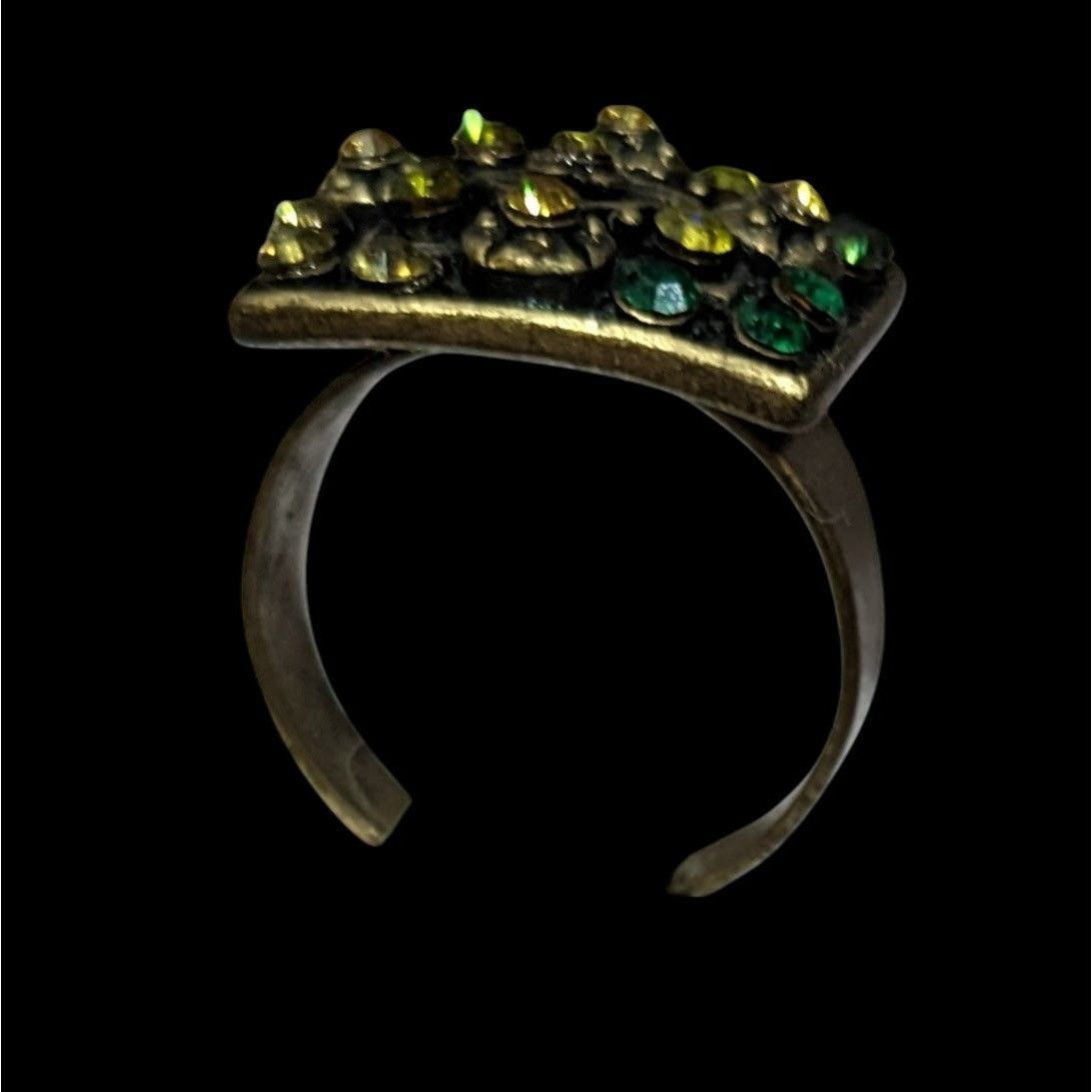 Other Unique Rainbow Geometric Rhinestone Gold Tone Adjustable Rin Size ONE SIZE - 6 Thumbnail