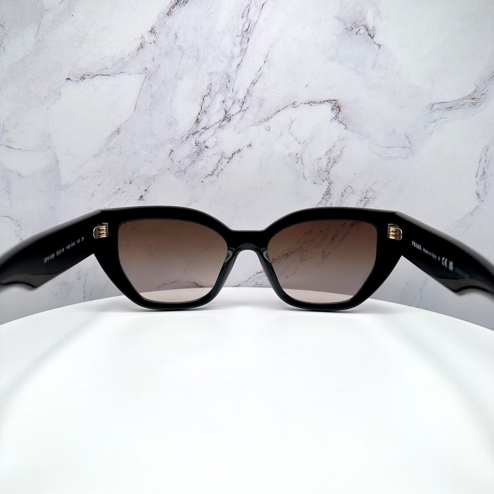 Prada New Prada Black Sunglasses Cat Eye Gold PRADA Metal Logo Size ONE SIZE - 19 Thumbnail