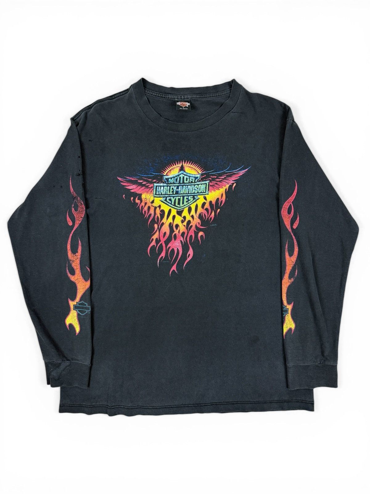 Harley Davidson × Vintage Vintage Harley Davidson Blue Flame Long