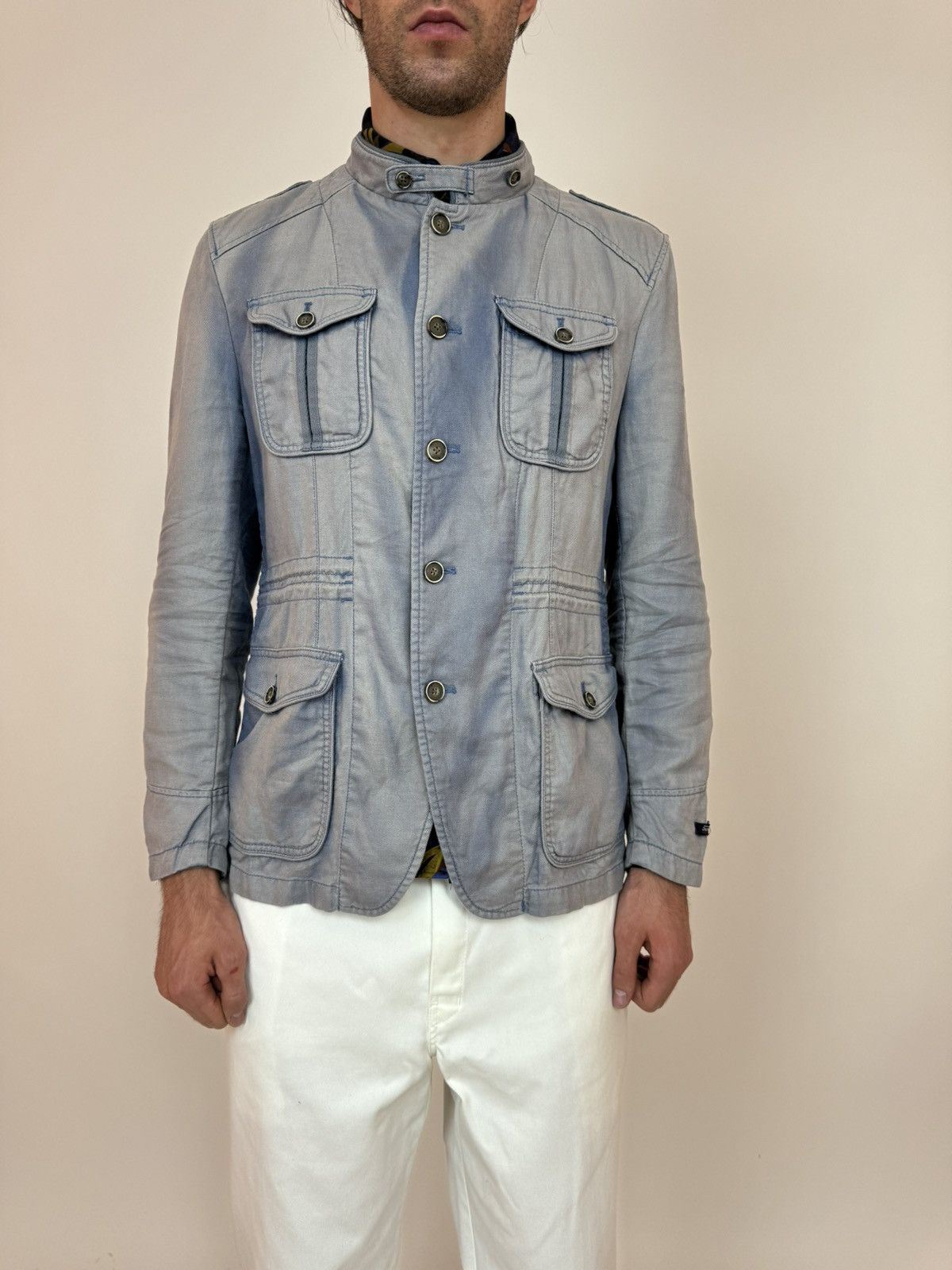 Other JEREM Unlined Blazer jacket stand up collar Linen/cotton Size 52R - 8 Thumbnail