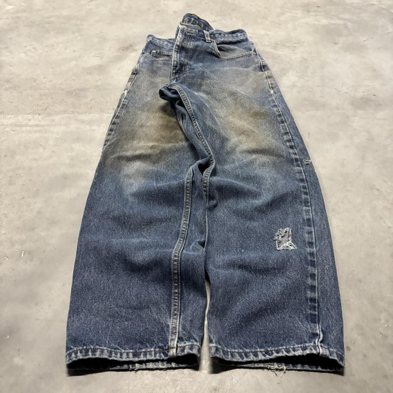 Japanese Brand × Vintage Crazy Vintage Y2K/2000s Grunge Faded Dark Wash Workwear Style Denim Jeans! Size US 34 / EU 50 - 3 Thumbnail