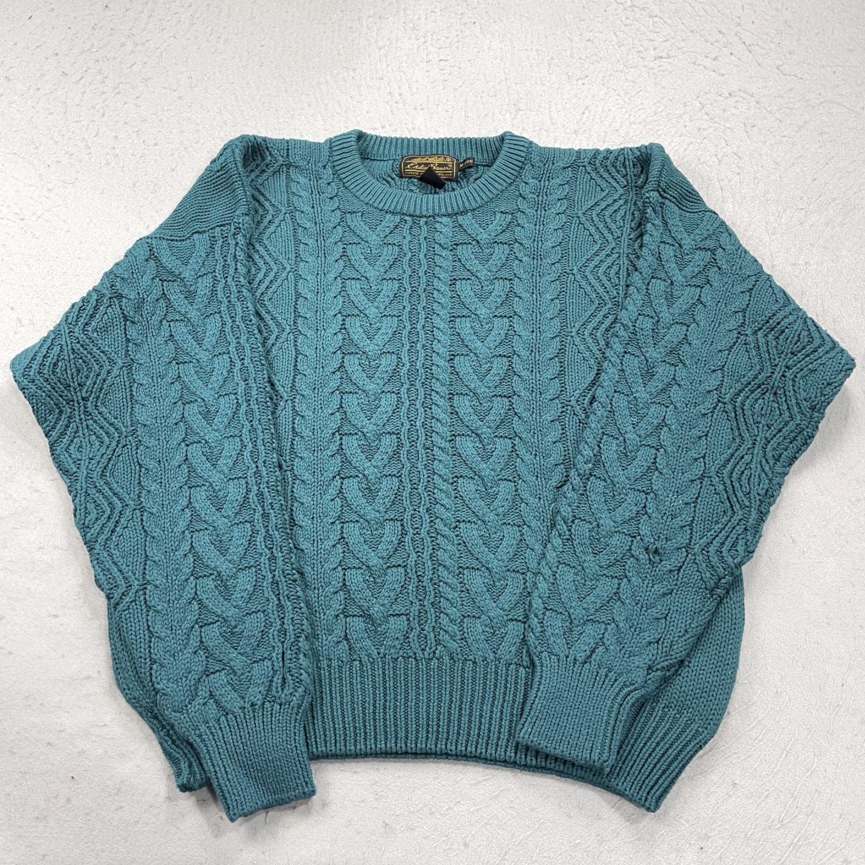 Eddie Bauer VINTAGE Eddie Bauer Sweater Mens XL Green Grandpa Cable Fisherman Crewneck 90s Size US XL / EU 56 / 4 - 2 Thumbnail