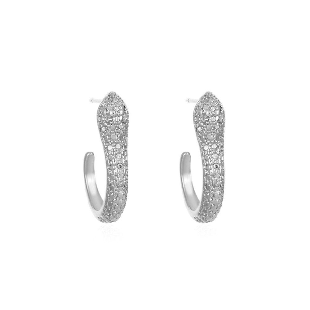 Jewelry Snake Hip-hop Earrings One Pairs Chrome Jewelry Size ONE SIZE - 4 Thumbnail