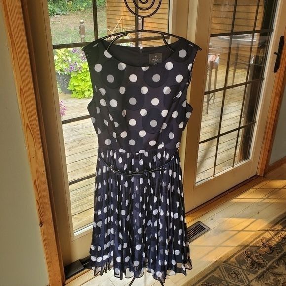 Adrianna Papell Adrianna Papell Pleated Burn Out Dot Fit and Flare Sz. 14 Dr Size XL / US 12-14 / IT 48-50 - 2 Thumbnail