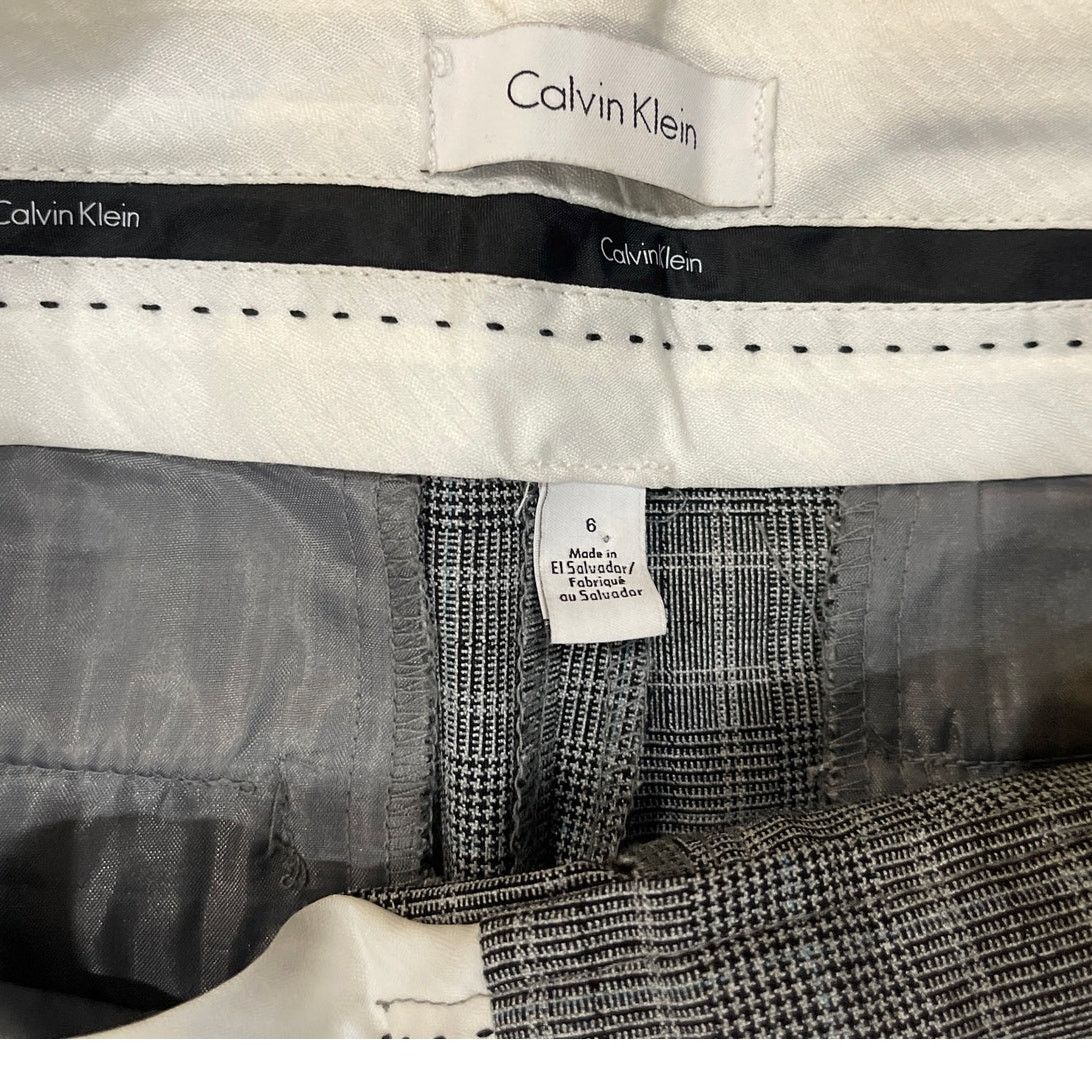 Calvin Klein Plaid Dress Slacks Trousers Pants Career Academia Preppy Size 28" / US 6 / IT 42 - 2 Thumbnail