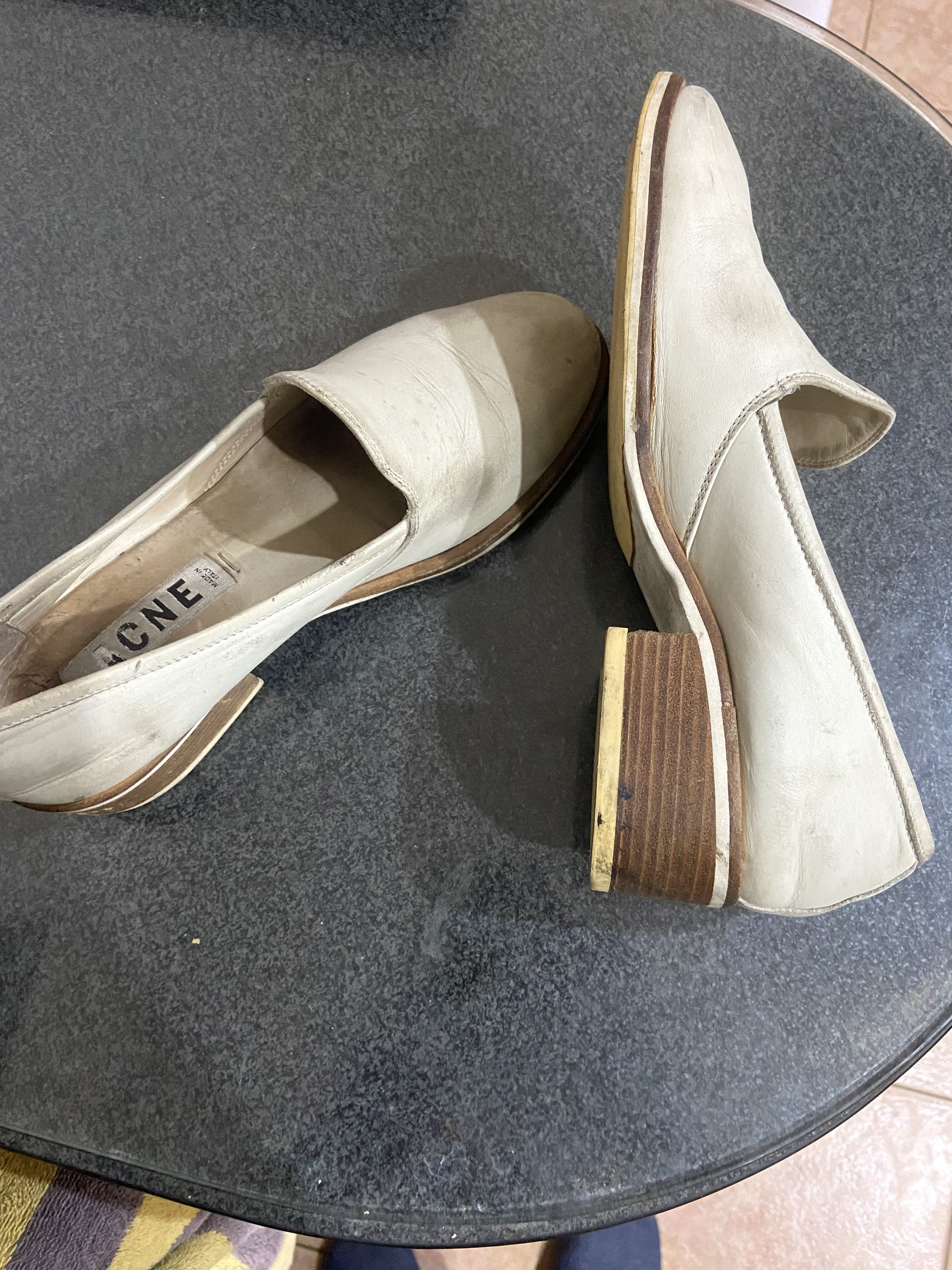 Acne Studios Off White Leather Loafer - Ladies