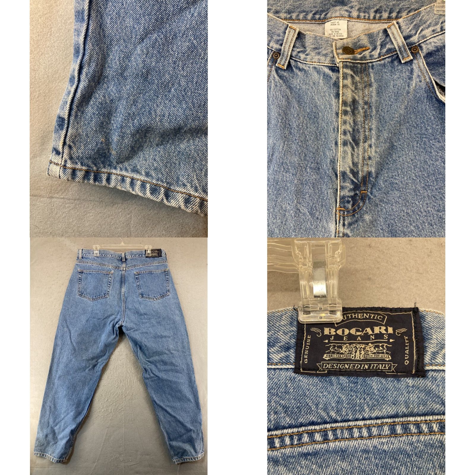 Vintage Bogari Jeans Mens 40 x 30 90s Designer Vintage Blue Denim 5-Pocket Straight Regular Cotton Logo Studded Top Quality Shirt Size US 40 / EU 56 - 8 Thumbnail