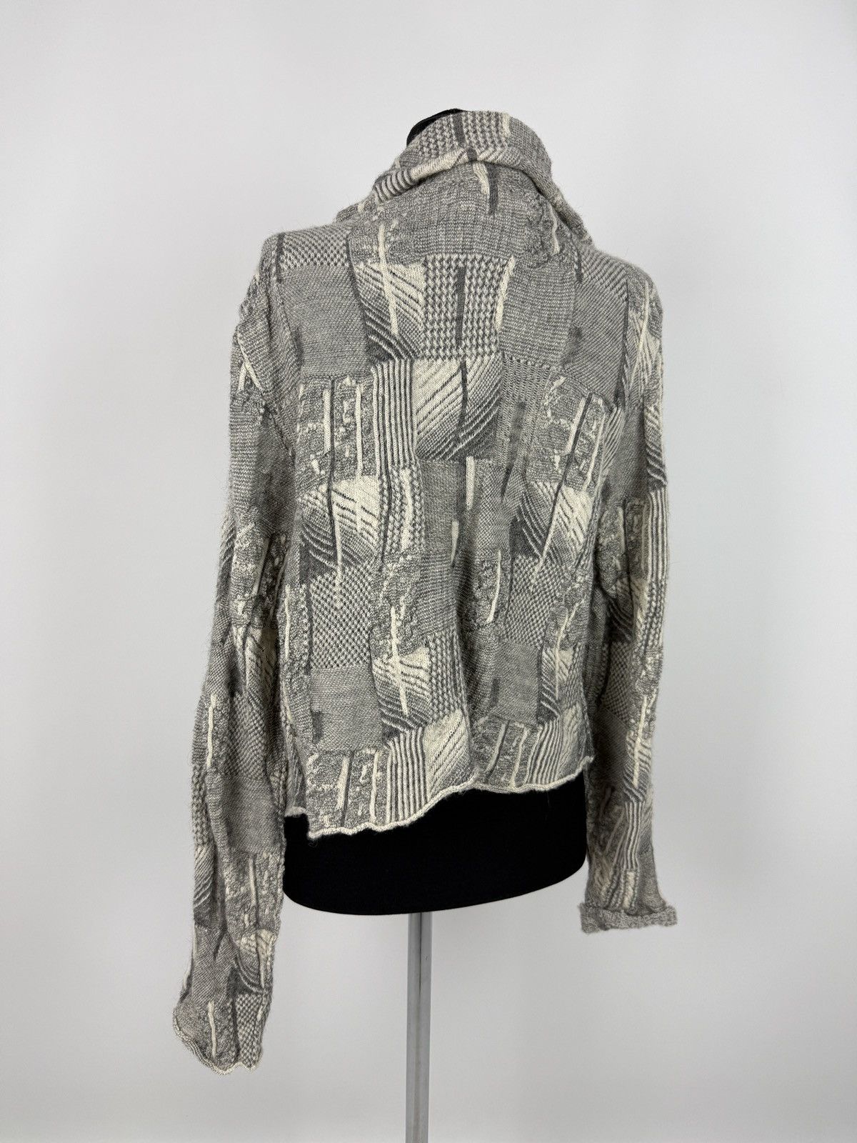 Other Crea Concept Alpaca Merino Collared 3D Knit Open Cardigan Size M / US 6-8 / IT 42-44 - 2 Thumbnail