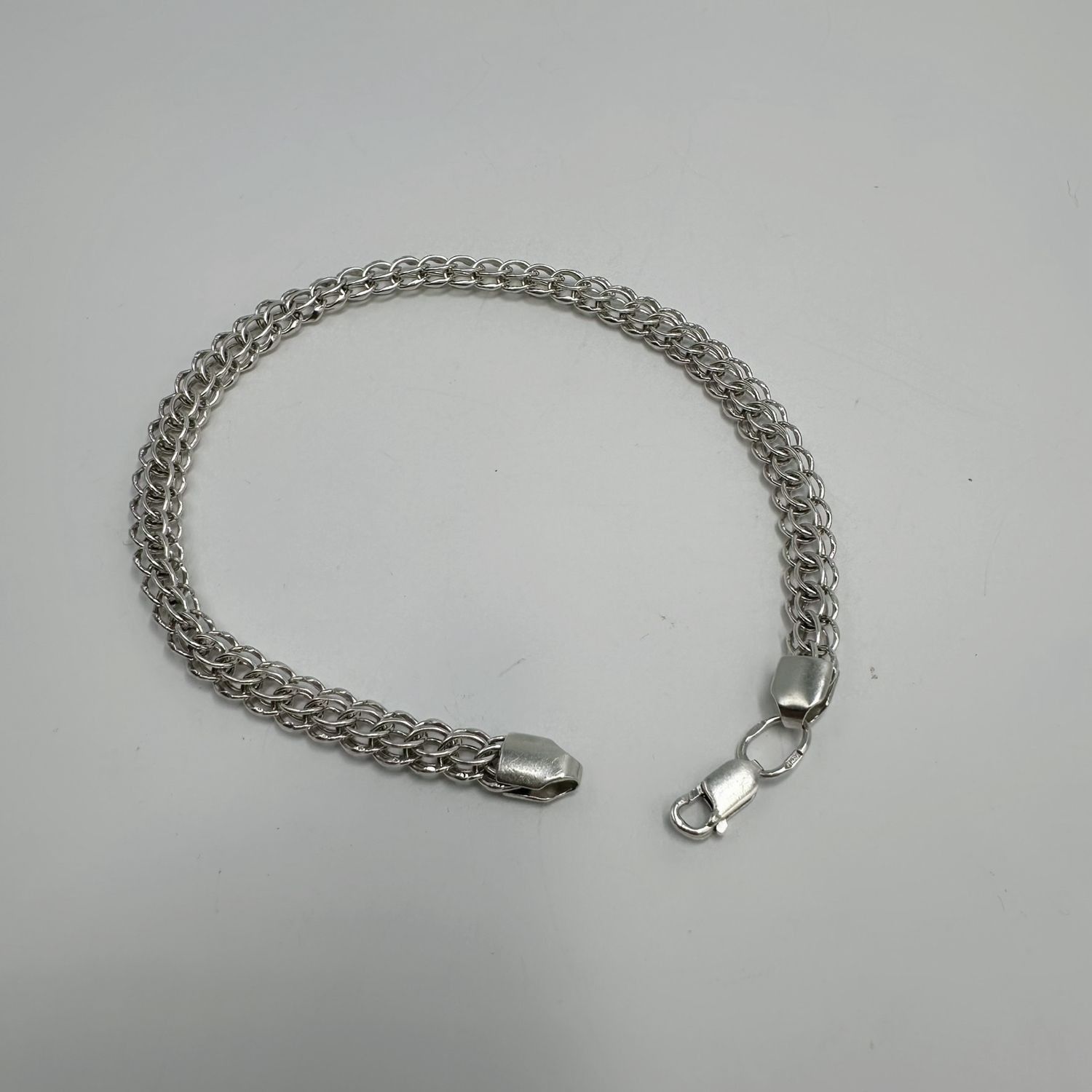 Sterling Silver Vintage 925 Sterling Silver Bracelet Double Link Chain Size ONE SIZE - 8 Thumbnail