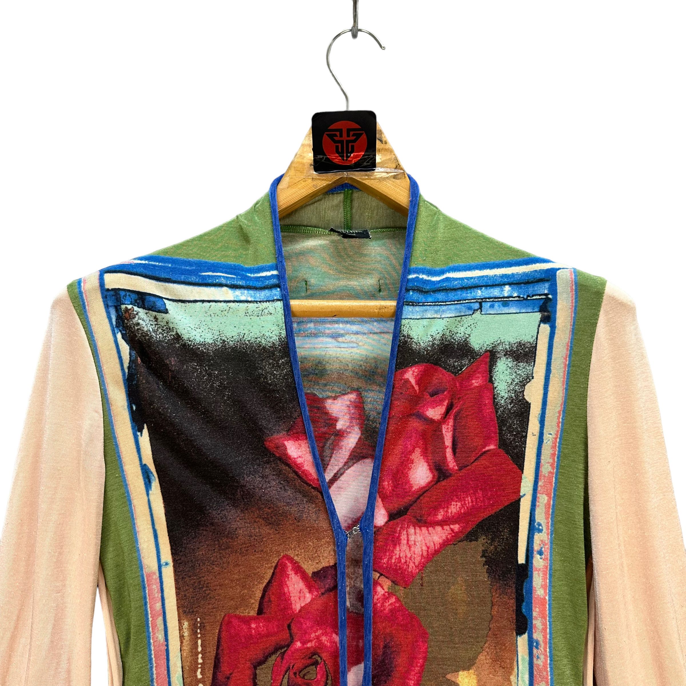 Jean Paul Gaultier JEAN PAUL GAULTIER FEMME ROSE GRAPHIC CARDIGAN #7715-166 Size M / US 6-8 / IT 42-44 - 2 Thumbnail