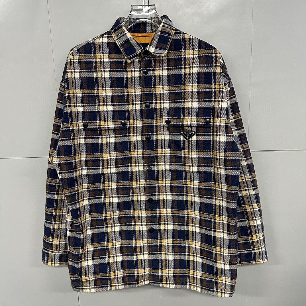 Prada prada plaid jacket with triangle logo Size S / US 4 / IT 40 - 1 Thumbnail