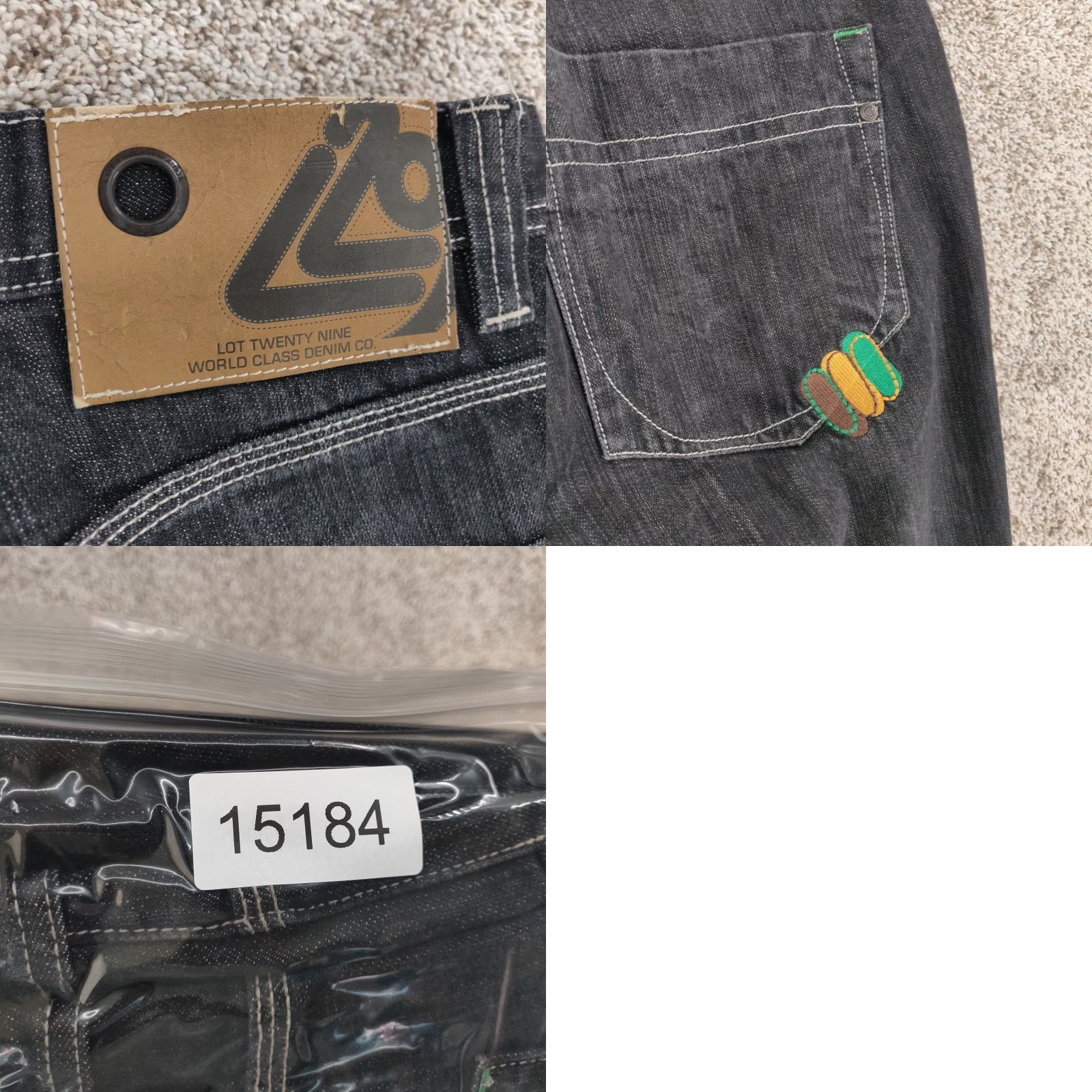VINTAGE Lot 29 Tasmanian Devil Baggy Jeans Mens 34x33 Black Hip Hop Grunge Y2K