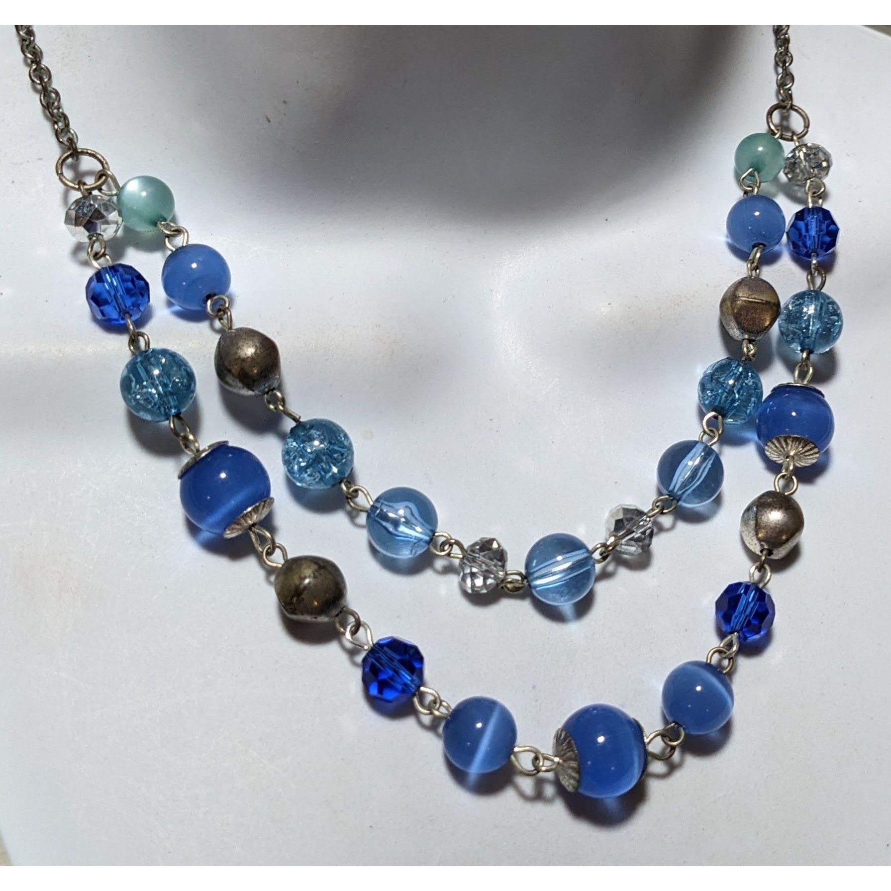Other Retro Beachy Multilayer Blue And Silver Beaded Necklace Size ONE SIZE - 6 Thumbnail