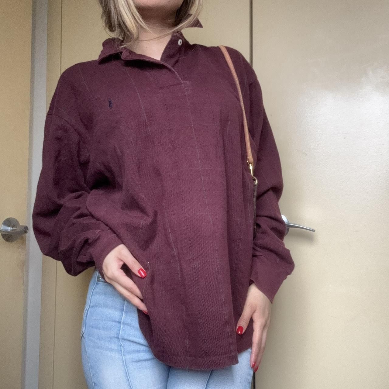 Polo Ralph Lauren Burgundy oversized polo Ralph Lauren shirt Size US L / EU 52-54 / 3 - 1 Thumbnail